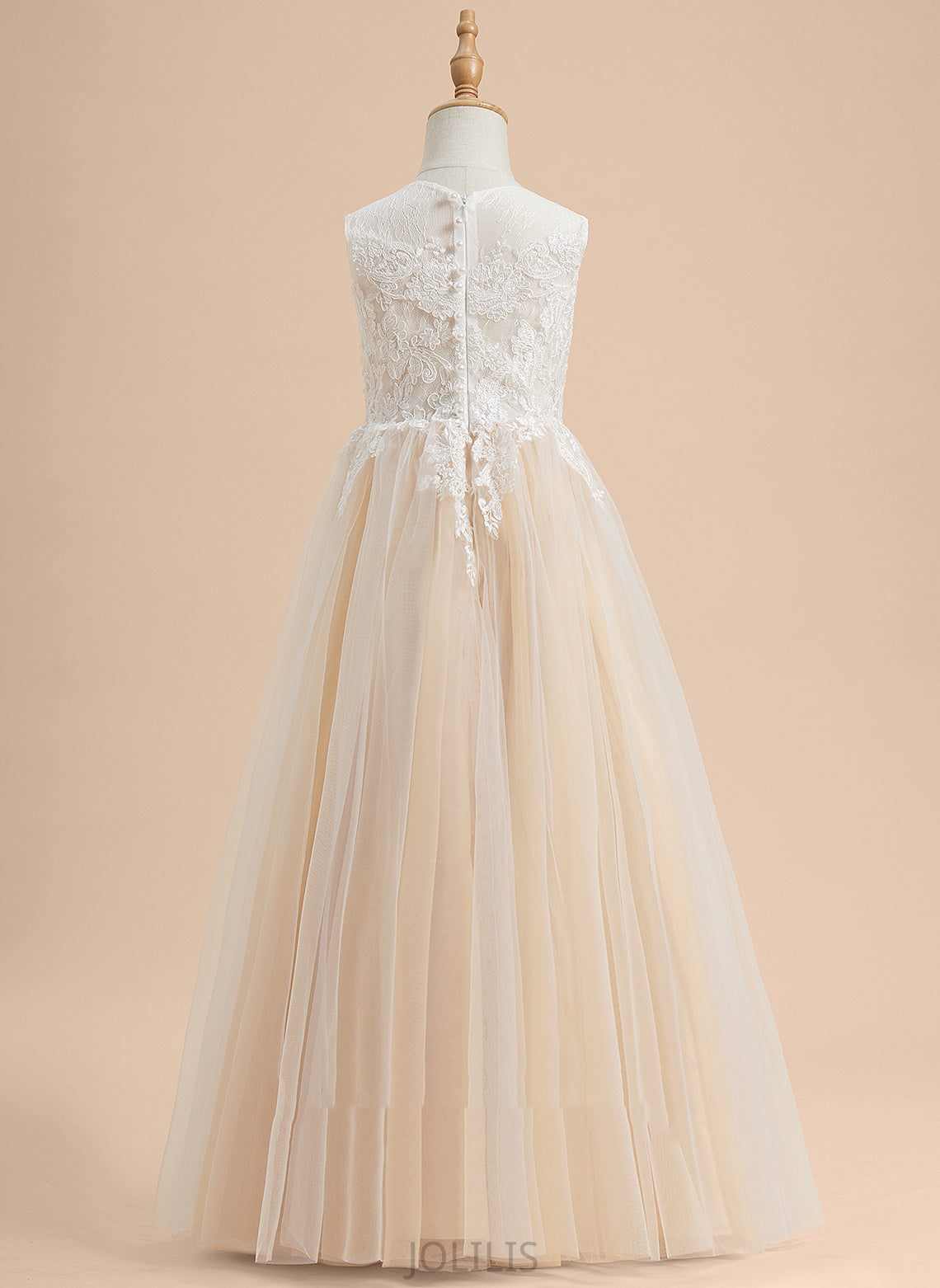 Girl Floor-length Lace/Beading Tulle Neck Willa Flower Girl Dresses Scoop A-Line - Sleeveless Flower With Dress