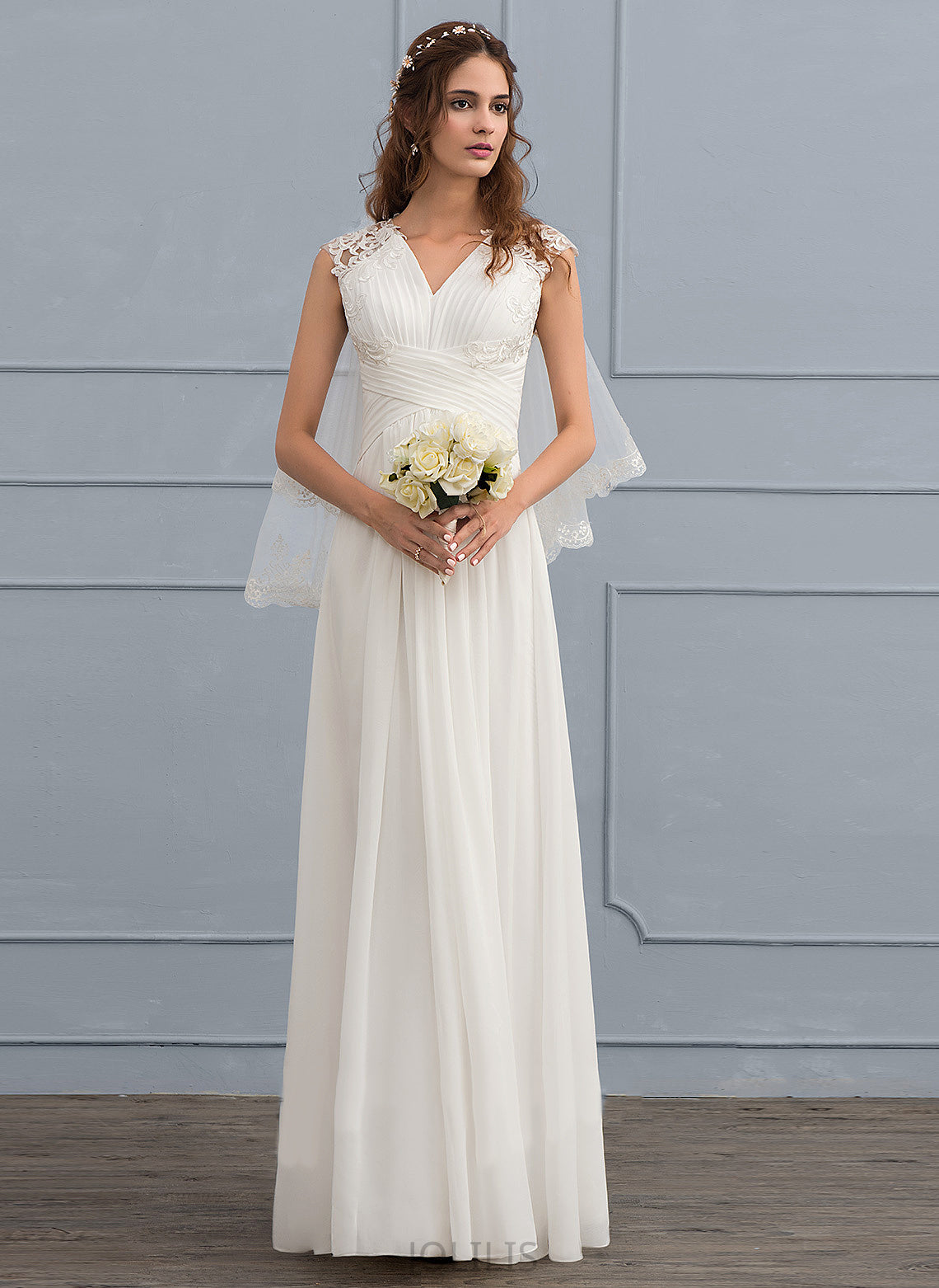 Lace Wedding A-Line Sweetheart Wedding Dresses With Isabelle Dress Ruffle Chiffon Floor-Length