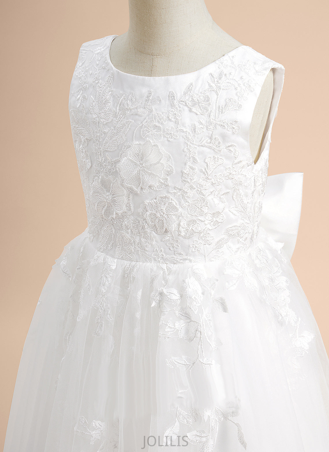 Neck Deanna Tulle - Sleeveless With Flower Girl Dresses Lace/Flower(s)/Bow(s) A-Line Scoop Flower Girl Dress Floor-length