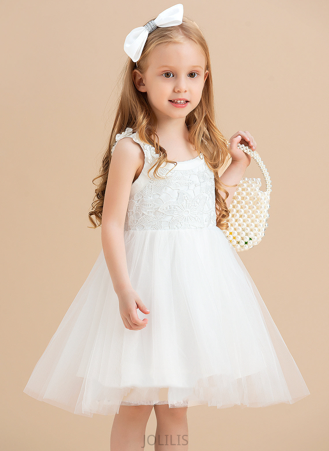 Dress Flower(s)/V Flower Flower Girl Dresses Lena A-Line Knee-length Girl With Back Sleeveless Neck Scoop Satin/Tulle/Lace -