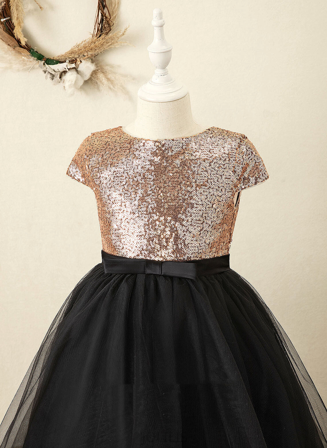 Dress - Sleeveless Flower A-Line Flower Girl Dresses Bow(s) Tulle/Sequined Scoop Linda Girl Asymmetrical Neck With