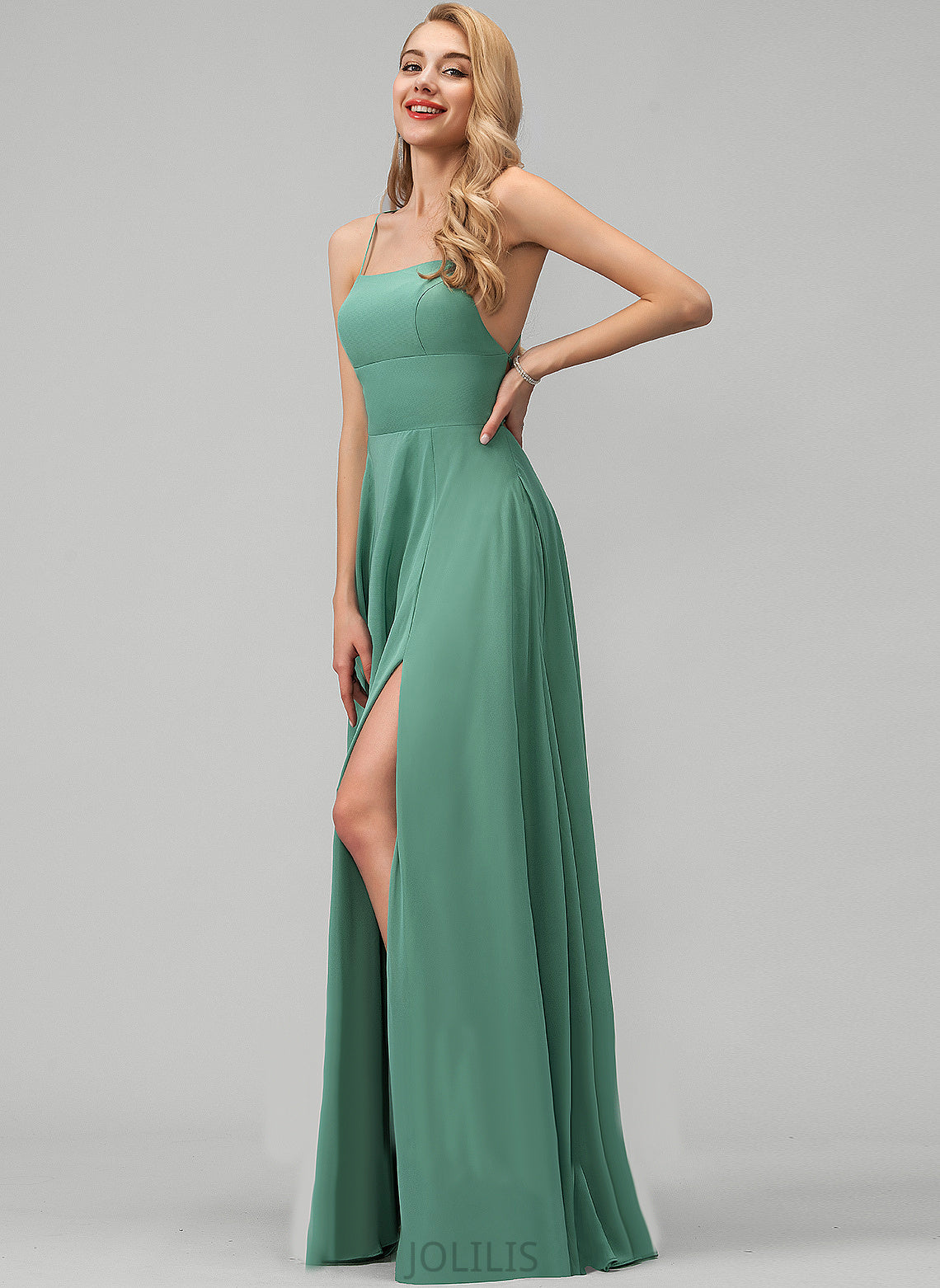 Floor-Length Silvia Chiffon A-Line Square Prom Dresses