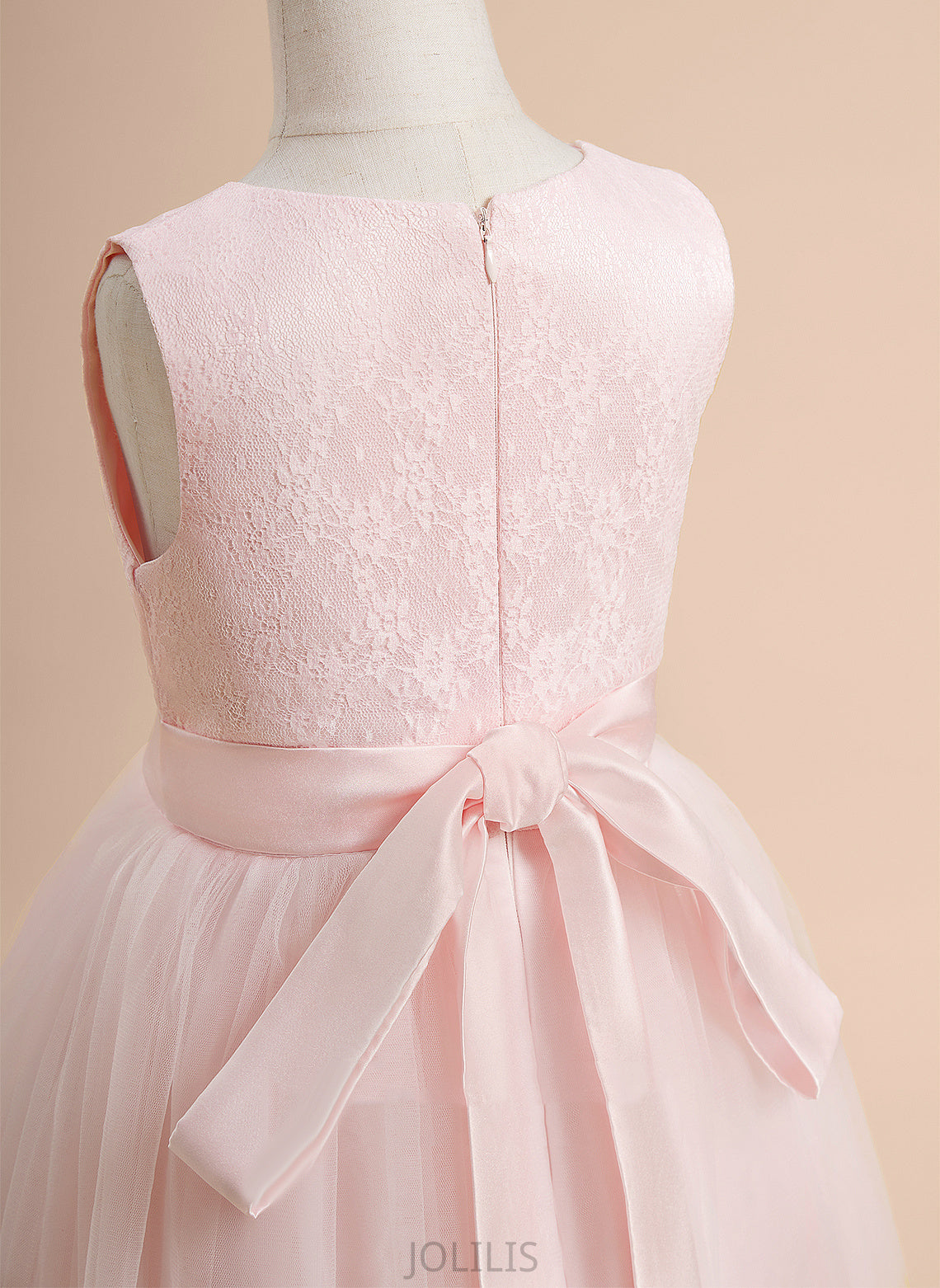 Girl A-Line Scoop Knee-length Flower Neck - Mariam Dress Satin/Tulle Sleeveless With Lace Flower Girl Dresses