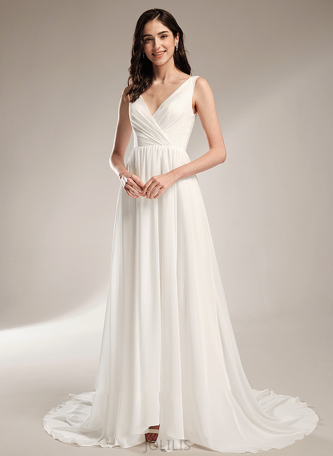 Lace Dress A-Line Wedding Court Cherish Train With V-neck Wedding Dresses