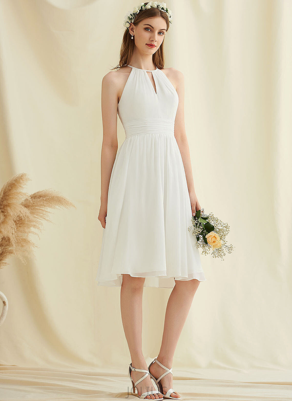 Knee-Length Dress Chiffon Wedding Norah Wedding Dresses A-Line