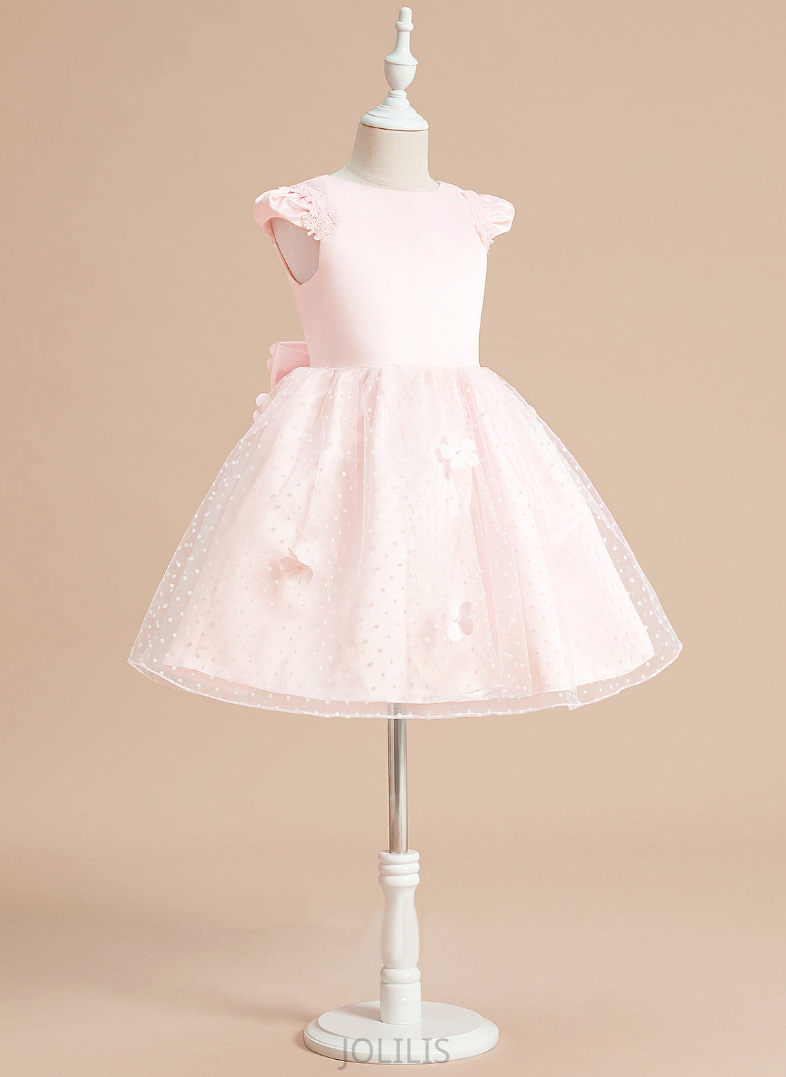 With Flower Girl Dresses Neck Ball-Gown/Princess Scoop Flower Alayna Sleeveless Knee-length - Satin/Tulle Girl Dress Bow(s)