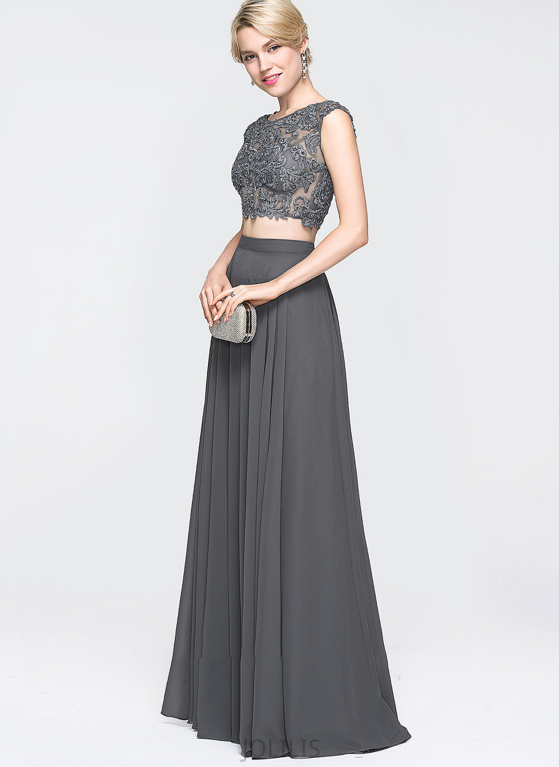 With Amy Prom Dresses Neck A-Line Beading Scoop Sequins Chiffon Floor-Length