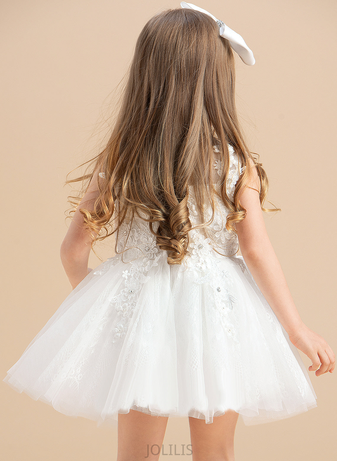 Knee-length Beading/Appliques Neck Girl Flower Girl Dresses Flower Scoop Sleeveless Dress With - Ball-Gown/Princess Alissa Tulle