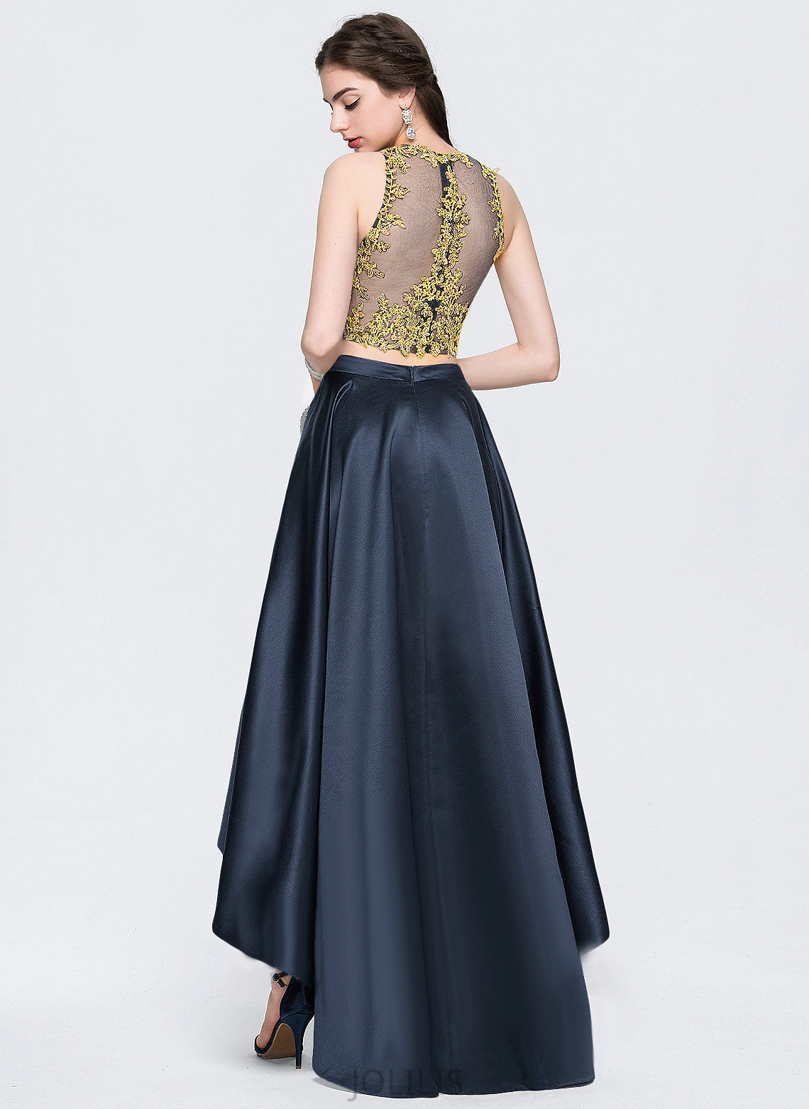 Asymmetrical Prom Dresses Sequins Beading A-Line Scoop Asia With Satin