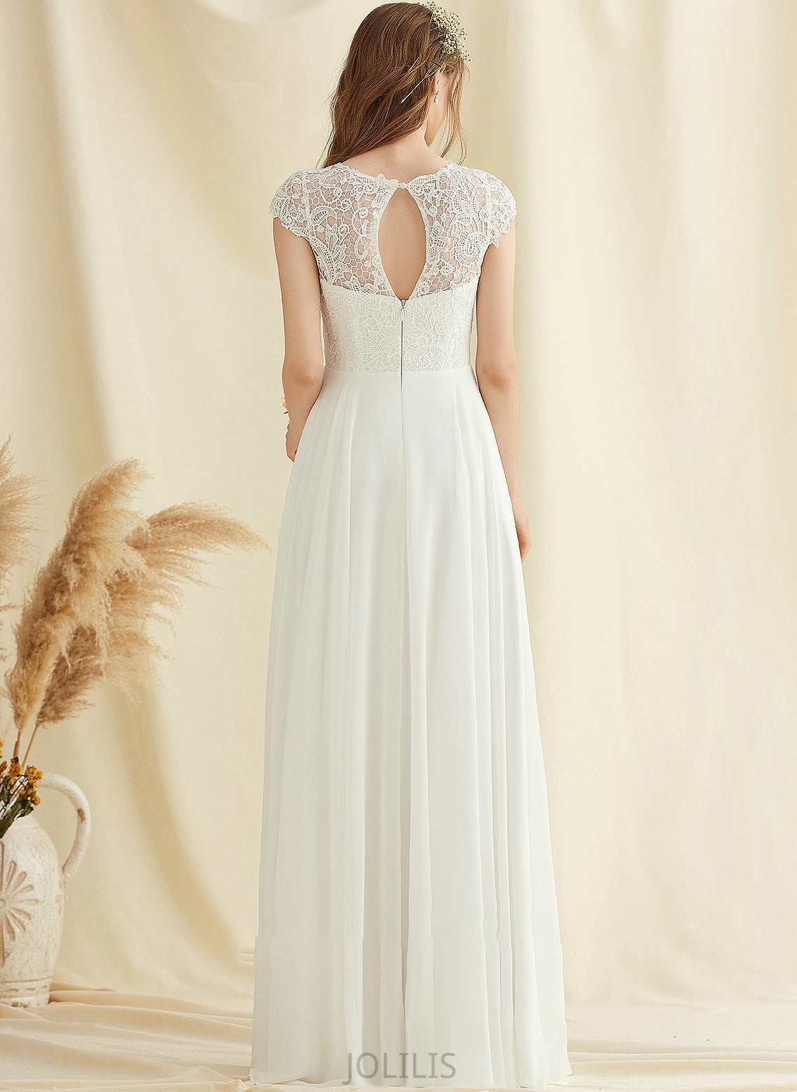 Chiffon Wedding Wedding Dresses A-Line Shyanne Dress Floor-Length Lace