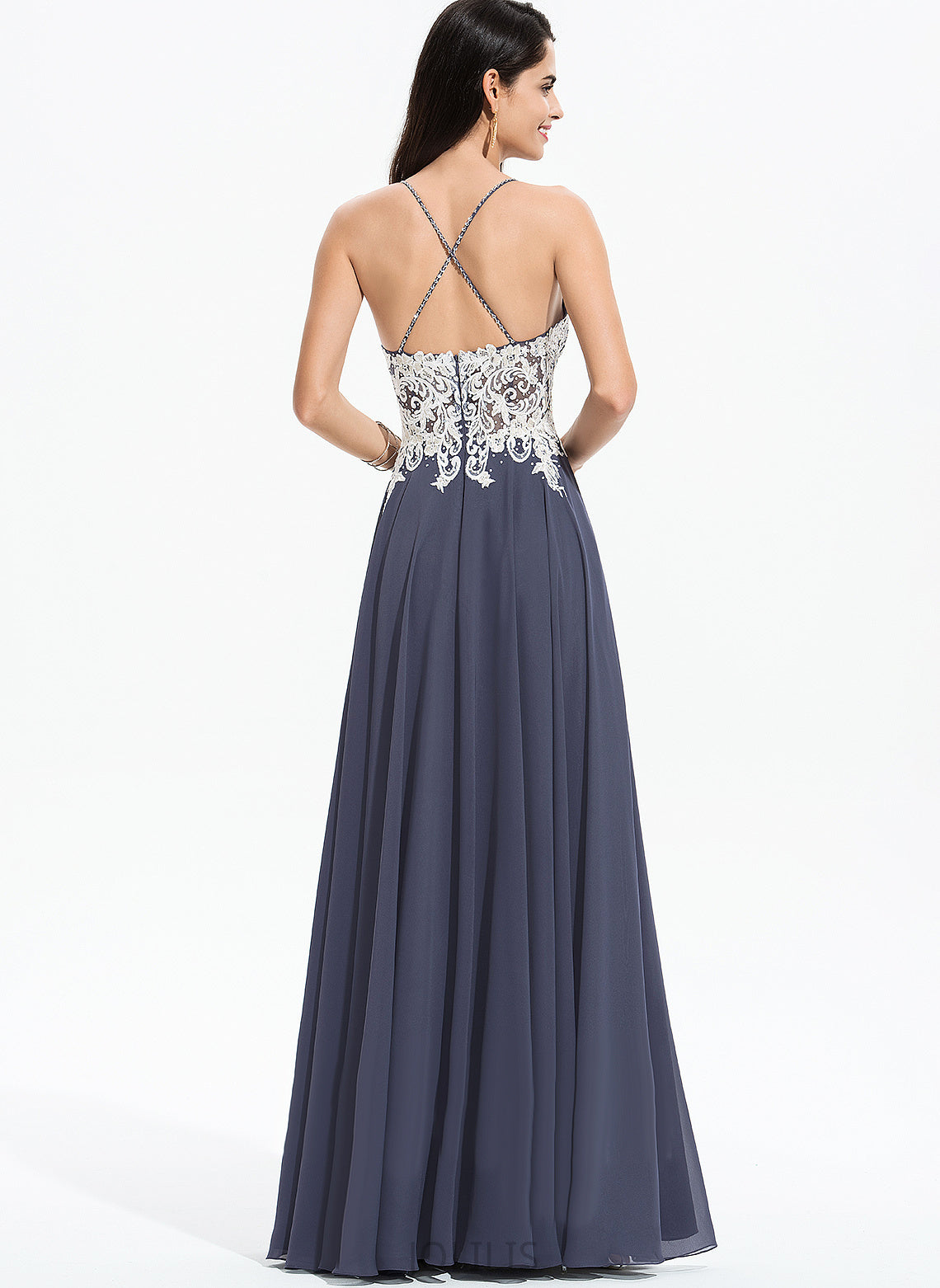 Chiffon Prom Dresses Kathy With Floor-Length A-Line Sequins Beading V-neck