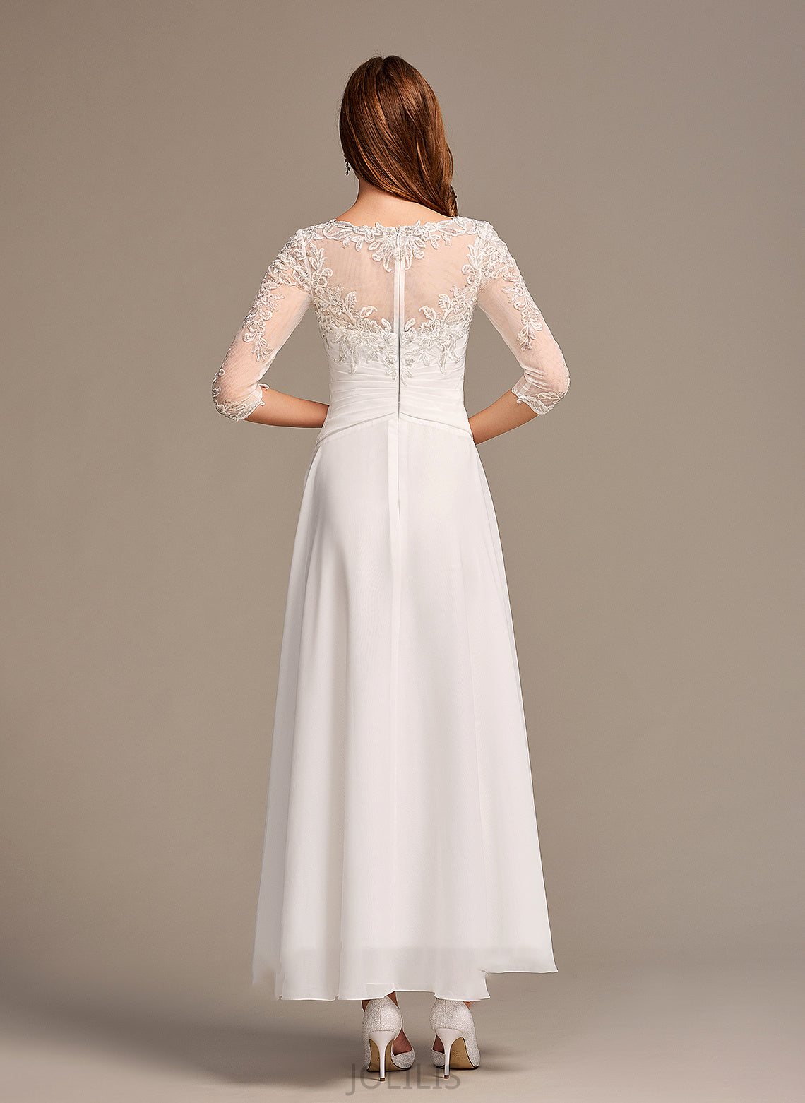 Illusion Marianna Asymmetrical Wedding Dresses Wedding Dress A-Line Lace With