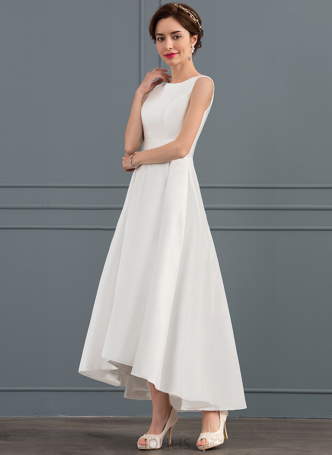 Dress Square Satin Asymmetrical Priscilla Wedding Dresses Wedding A-Line