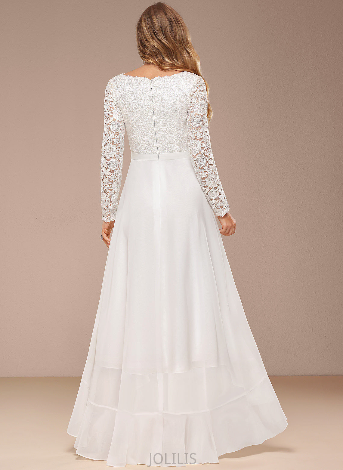 A-Line Wedding Dresses Dress Lace Anabelle V-neck Chiffon Wedding Asymmetrical