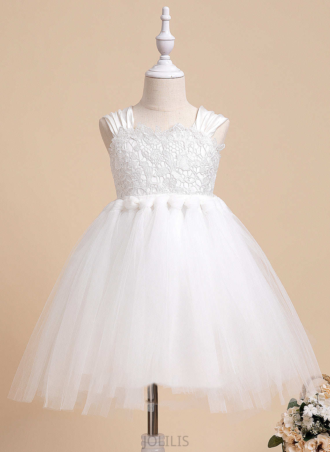 Bow(s) Knee-length Flower Girl Dresses Girl Dress Square Tulle - Flower With Neckline Uerica Sleeveless Ball-Gown/Princess