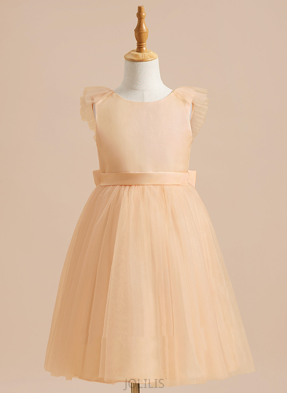 A-Line Dress Neck Angelina Girl Flower Girl Dresses Sleeveless Knee-length With Bow(s) Scoop - Tulle Flower