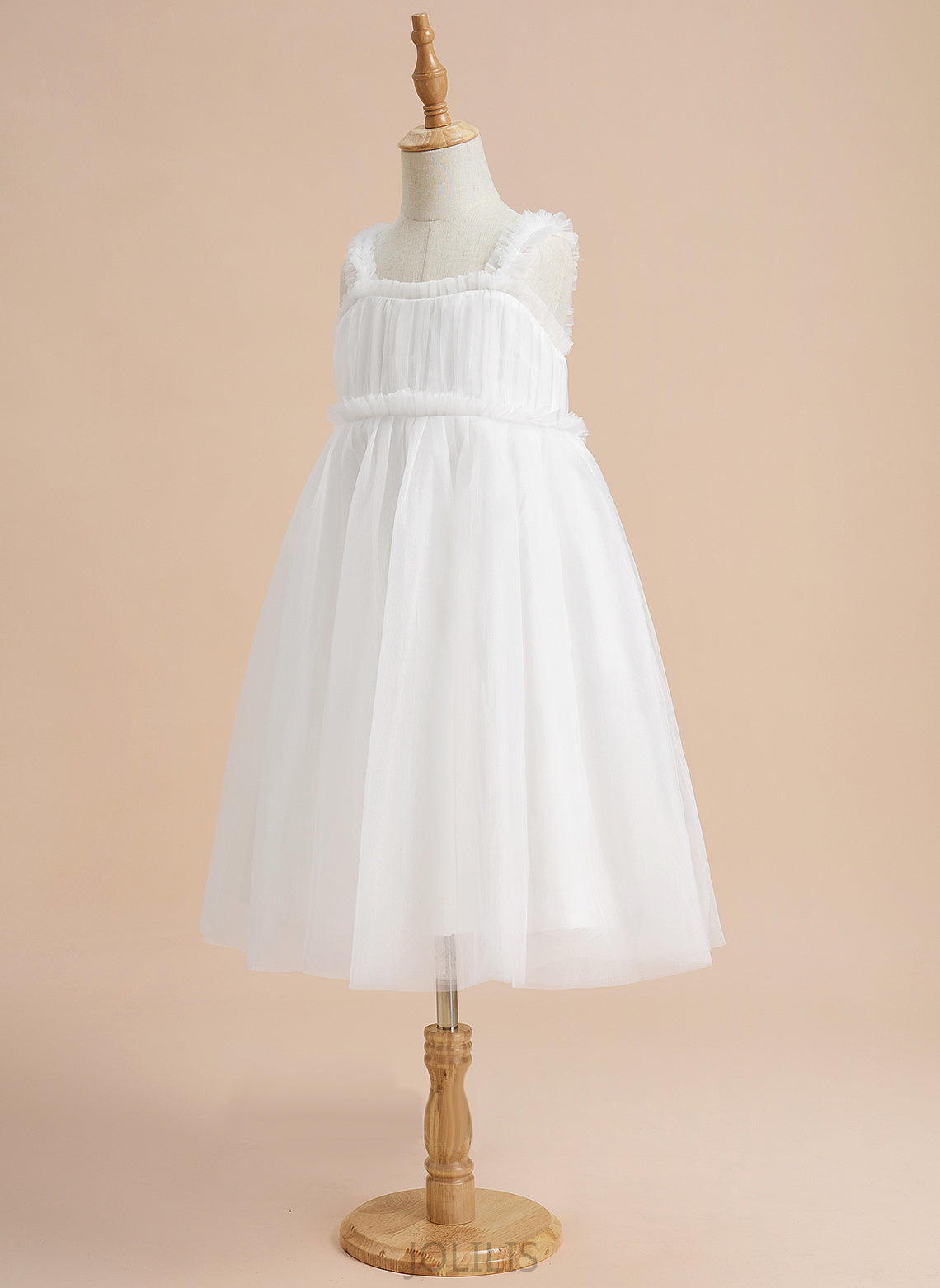 Tulle Flower Knee-length Dress Flower Girl Dresses Square Maia Neckline - Sleeveless A-Line Girl