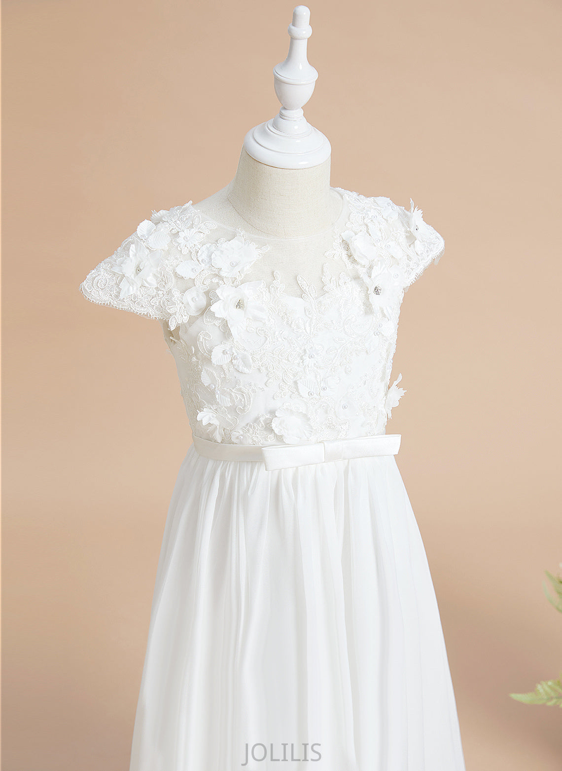 Flower Girl Dresses Neck With Camilla Short Chiffon/Lace Flower Sleeves A-Line Girl - Floor-length Dress Flower(s) Scoop