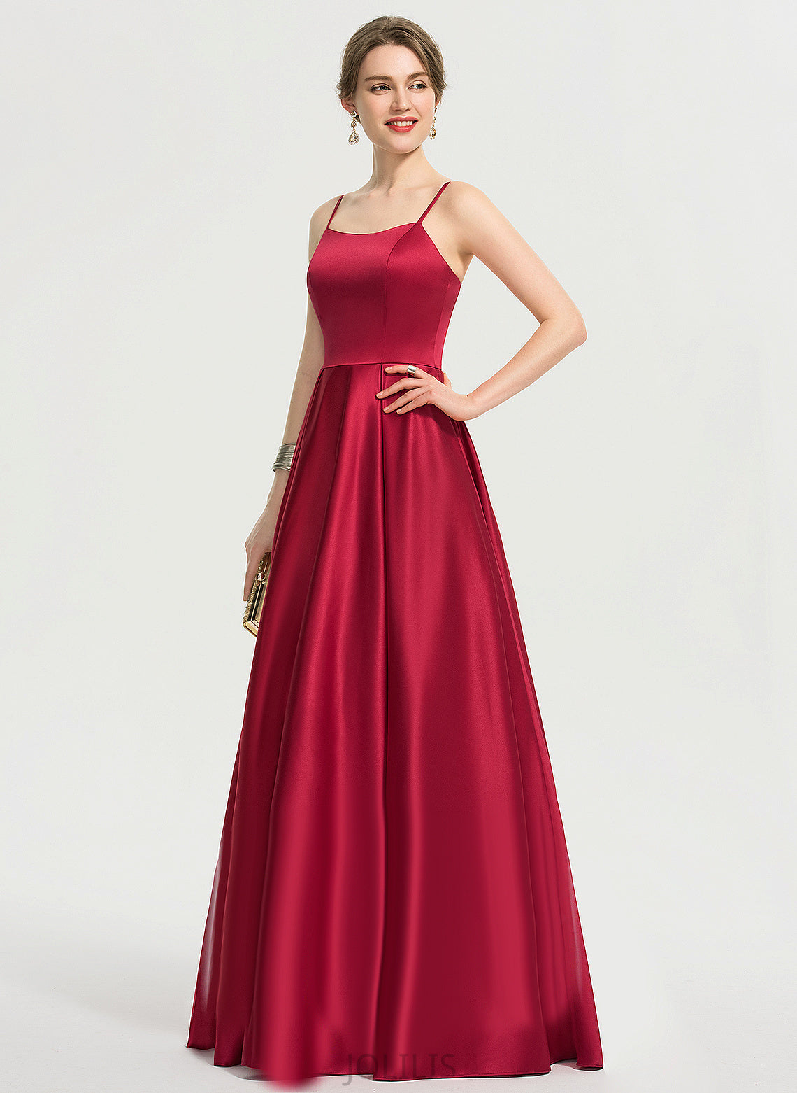 Floor-Length Gwendolyn A-Line Square Prom Dresses Satin