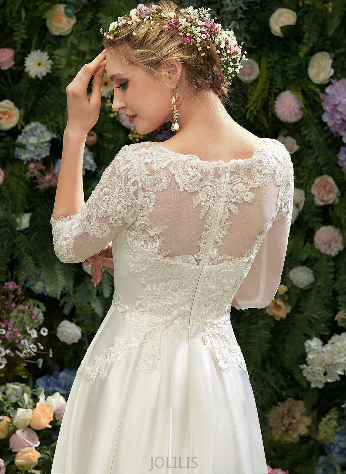 Alayna Wedding Dresses Illusion Lace Dress With Wedding A-Line Tea-Length