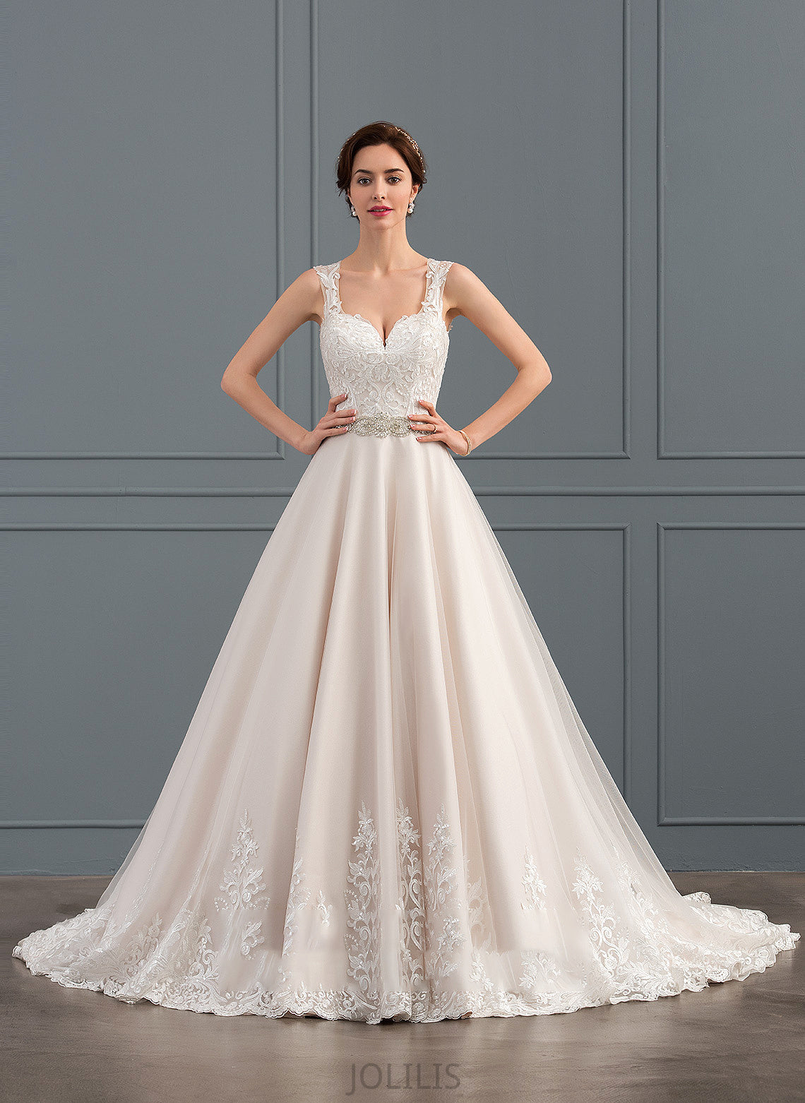 Train Beading Sanaa Wedding Dresses Tulle With Sweetheart Ball-Gown/Princess Wedding Dress Lace Court