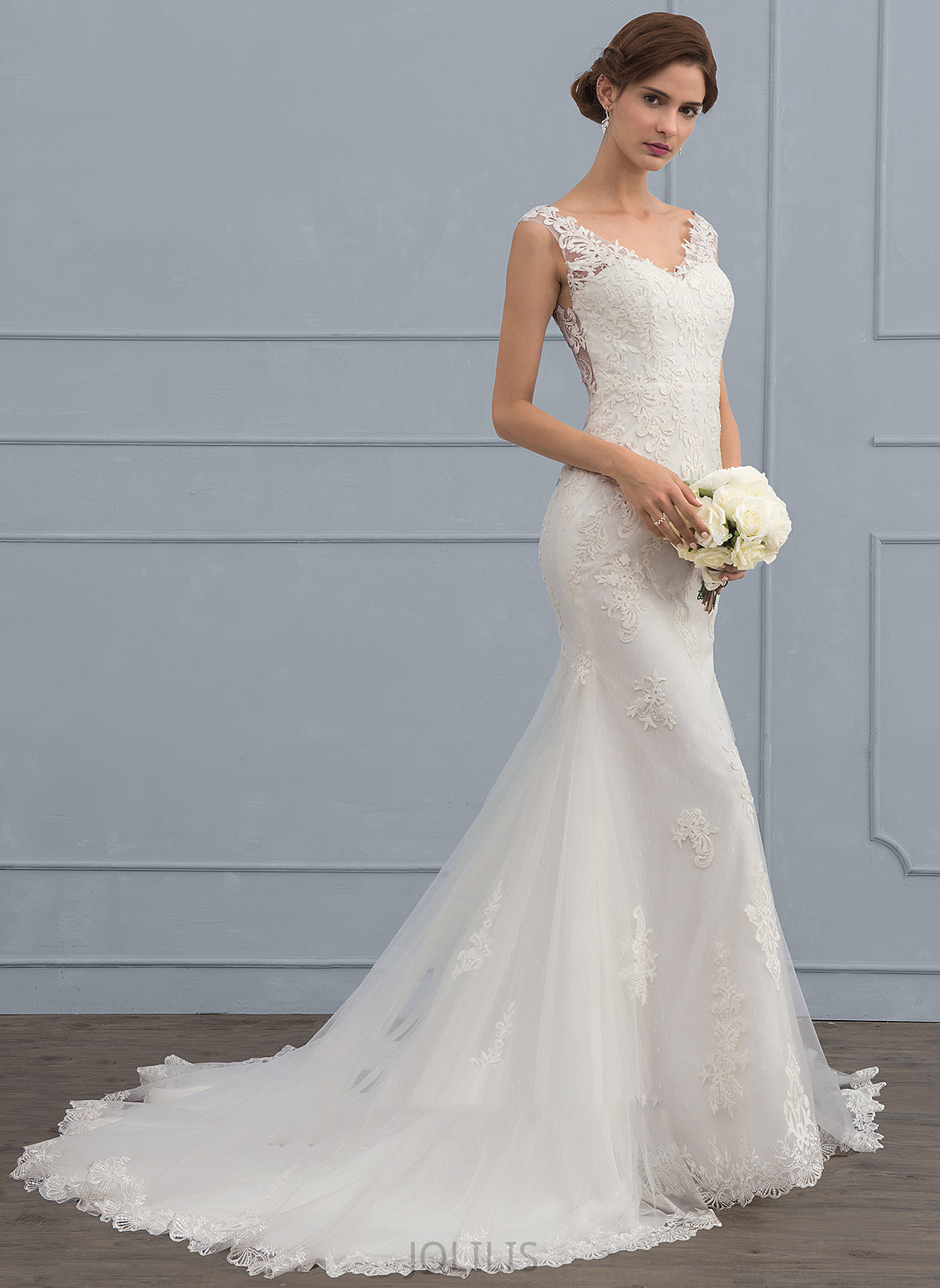 Wedding Dresses Evie Dress Trumpet/Mermaid V-neck Wedding Tulle Train Court