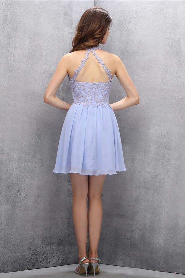 Lovely High Neck Chiffon Homecoming Dress With Beading ED89