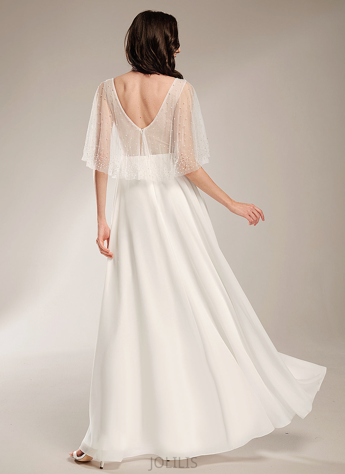 Beading With Wedding Dresses Alula Dress Chiffon V-neck Floor-Length A-Line Wedding