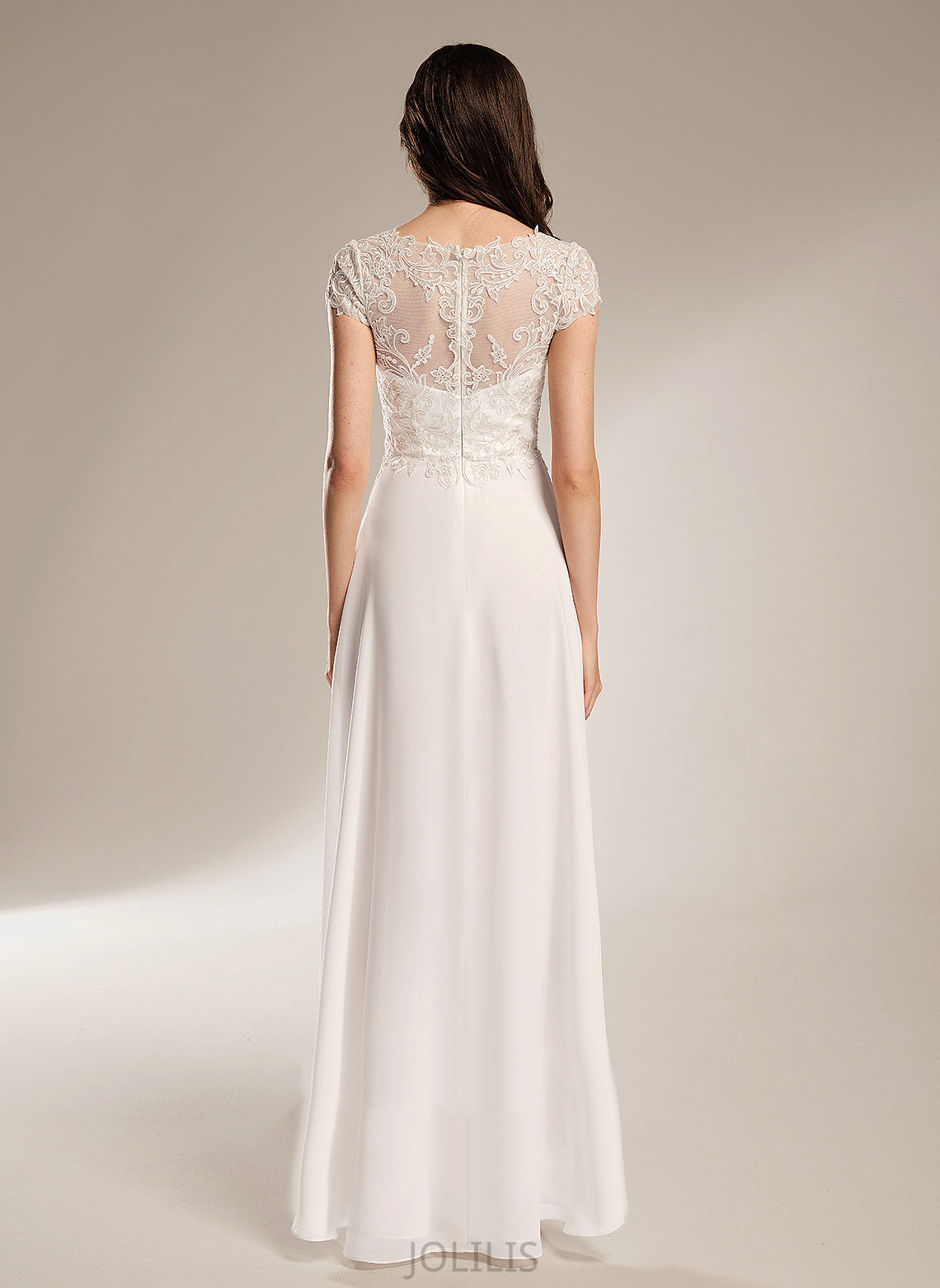 With Lace Chiffon Wedding Dresses Asymmetrical A-Line Wedding Dress Zara V-neck