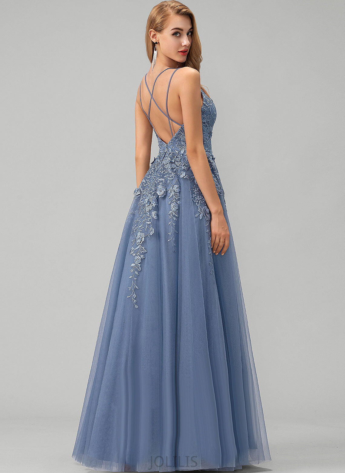 Tulle V-neck Prom Dresses Ball-Gown/Princess Floor-Length Parker