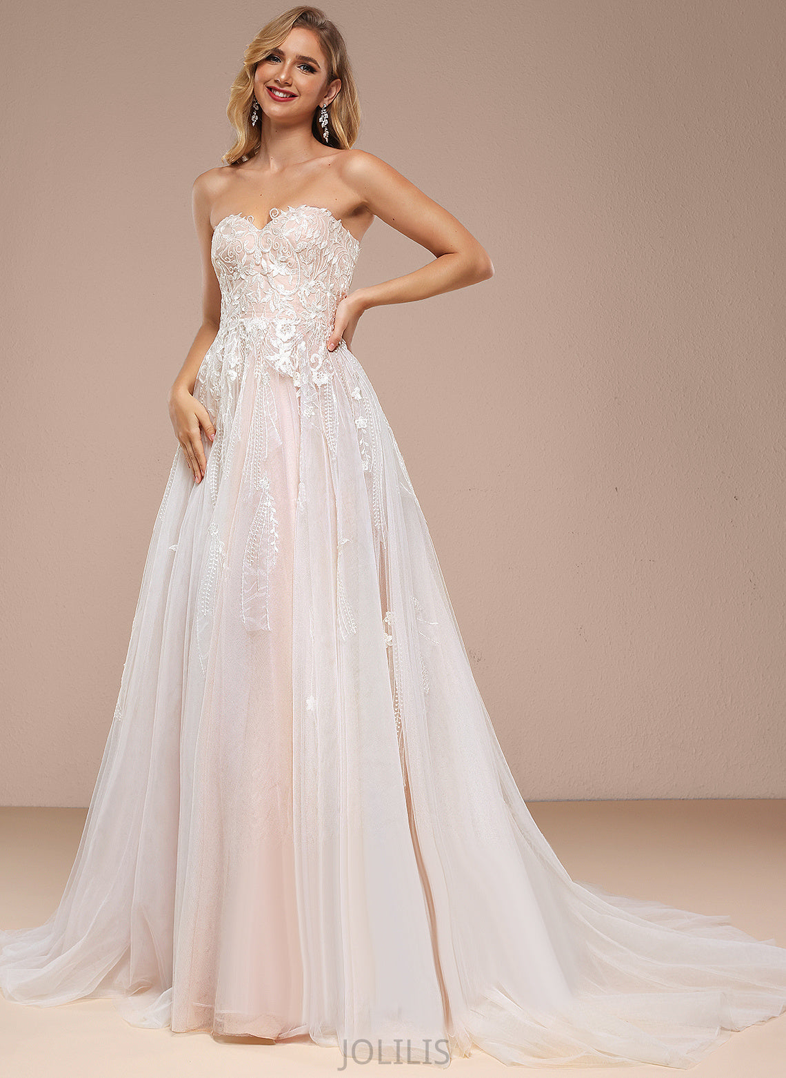 Tulle Lace Wedding Dresses Helen Wedding Off-the-Shoulder With Court Train Sequins Ruffle Dress Sweetheart Ball-Gown/Princess