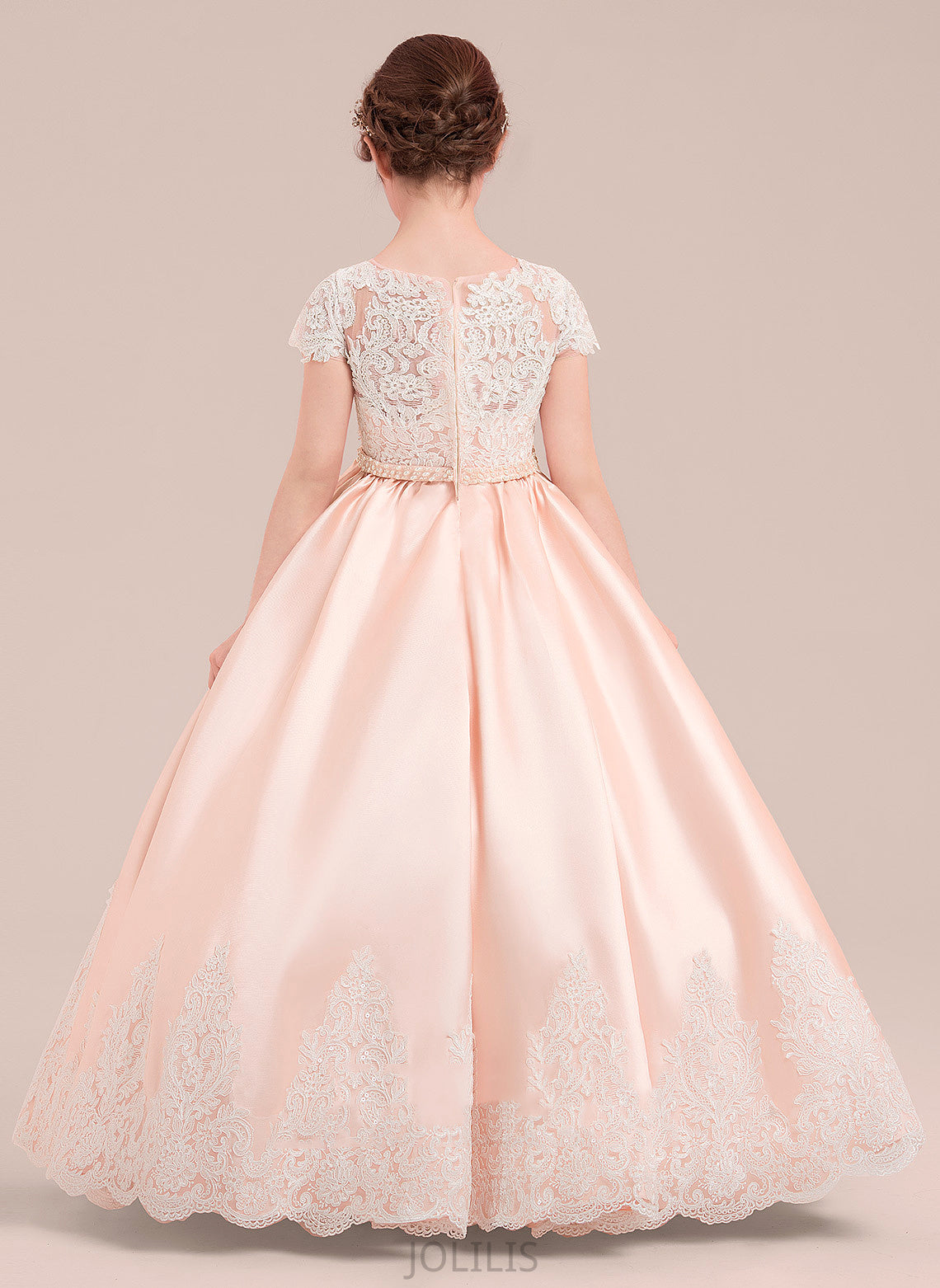 Beading Dress Flower Girl Dresses Ball Avah Neck Satin/Tulle/Lace Short Floor-length With NOT included) - Sleeves Scoop Gown Girl (Petticoat Flower