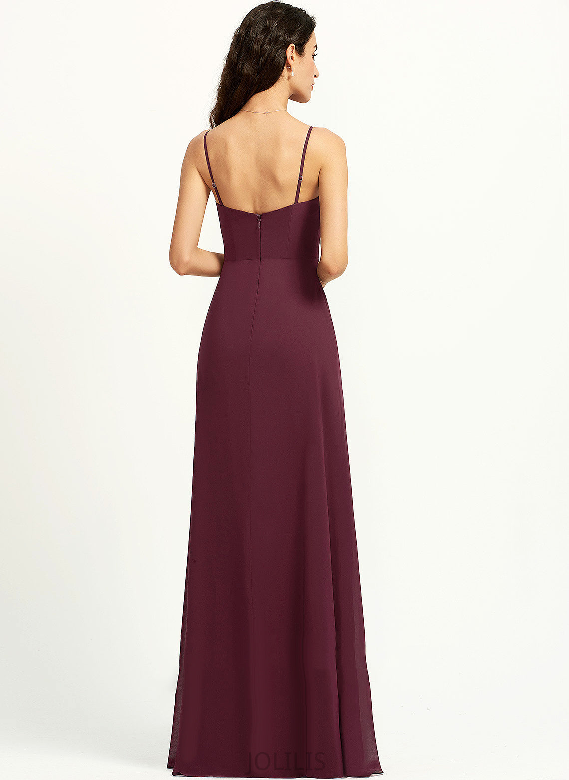 V-neck Azaria With Ruffle Prom Dresses Floor-Length Sheath/Column Chiffon