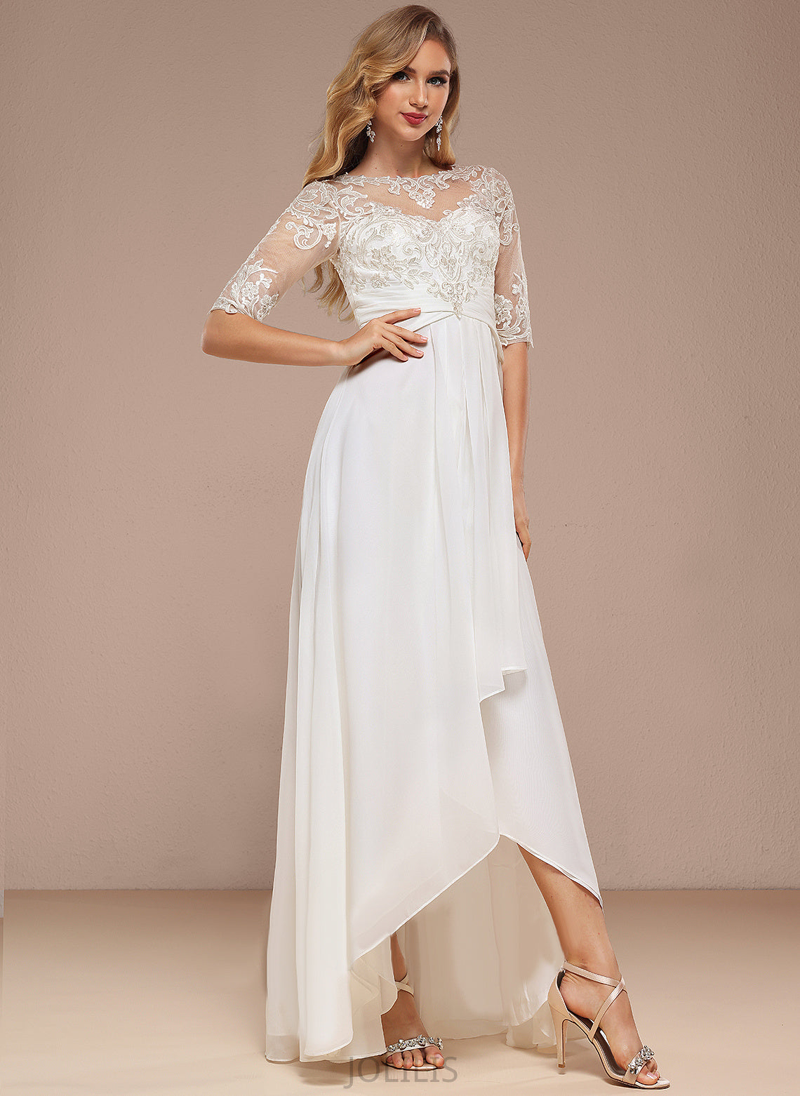 Wedding Dresses Dress Wedding A-Line Neck Chiffon Boat Gia Asymmetrical Lace