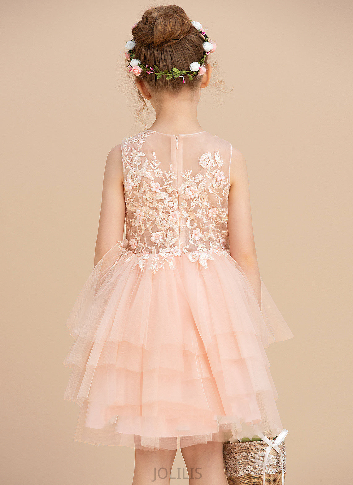 Flower Flower Girl Dresses Knee-length - Scoop With Girl Sleeveless Neck Tulle/Lace Lace/Beading Ball-Gown/Princess Kay Dress