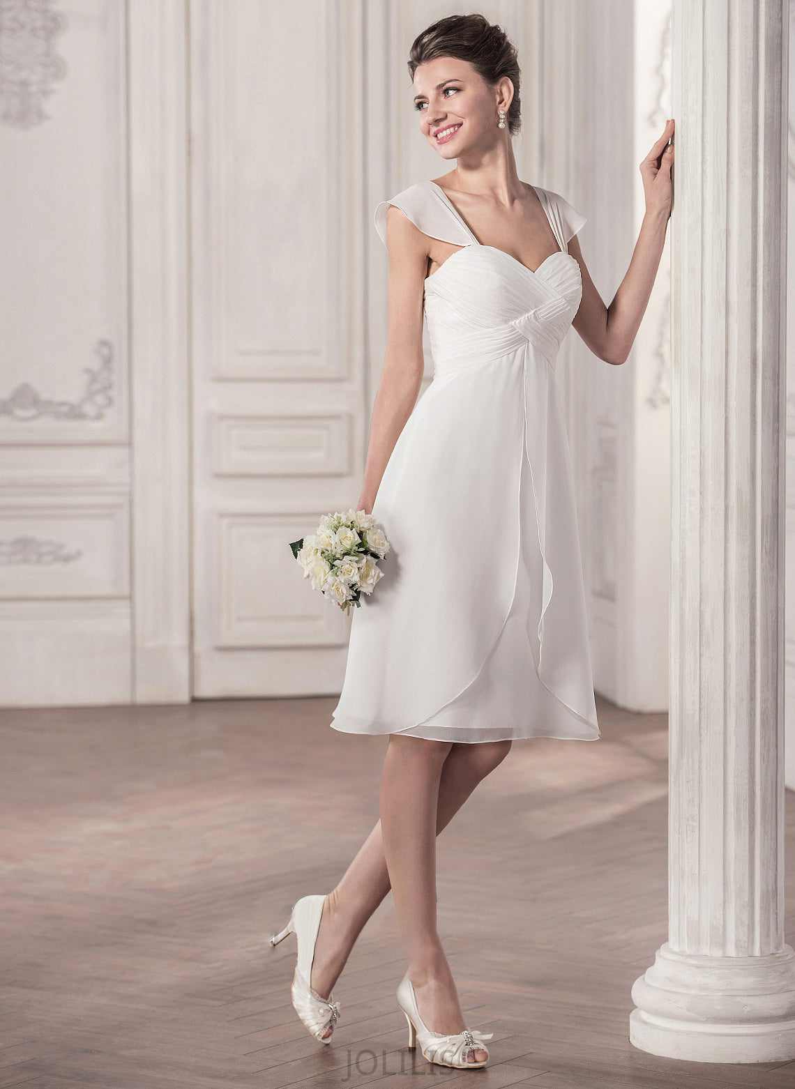 Knee-Length With Wedding Dresses Celeste Sweetheart A-Line Dress Ruffle Chiffon Wedding