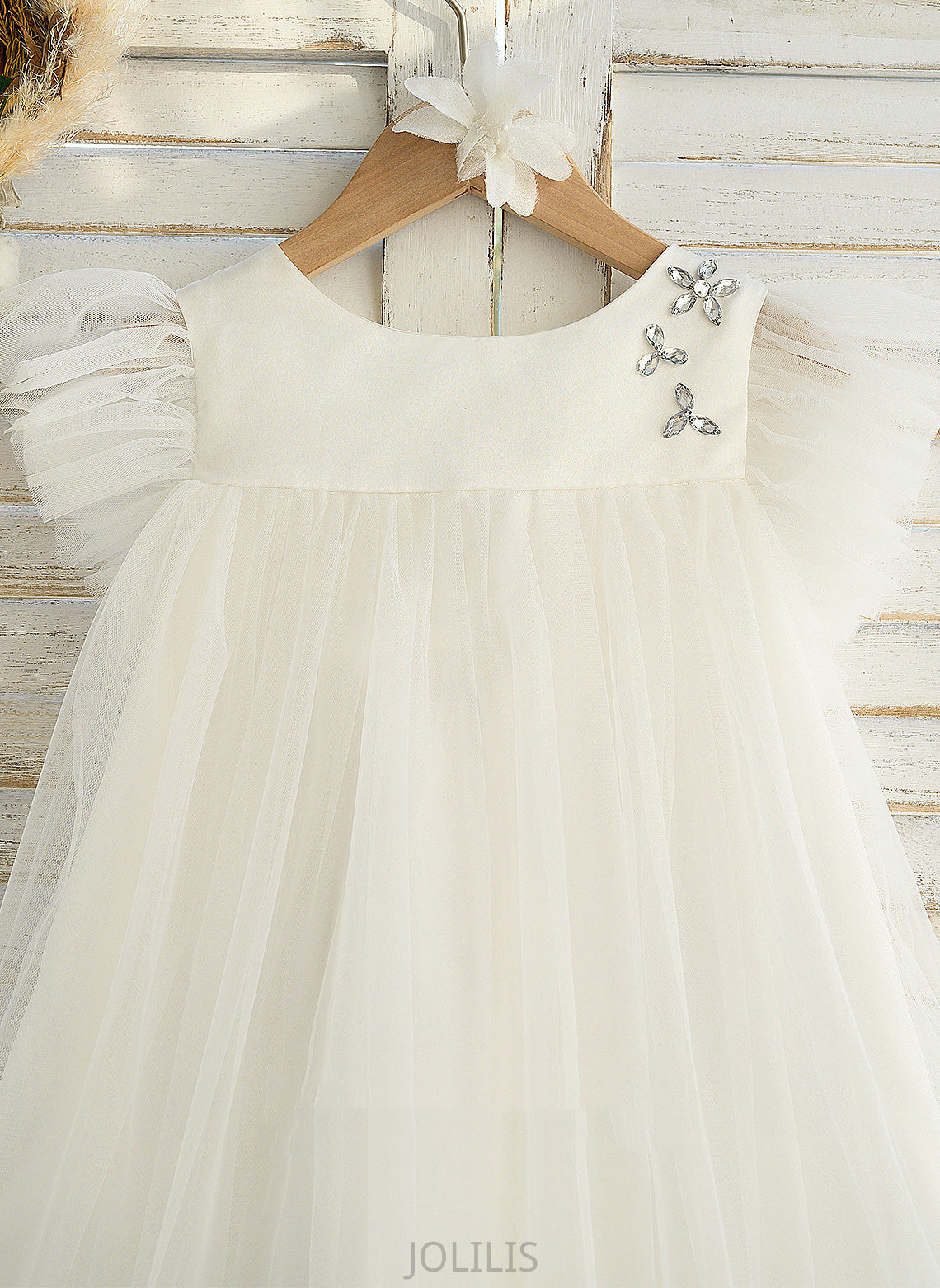 Flower Girl Dresses Flower Scoop With - Sleeveless Girl Knee-length Abby Dress Neck Ruffles Satin/Tulle A-Line