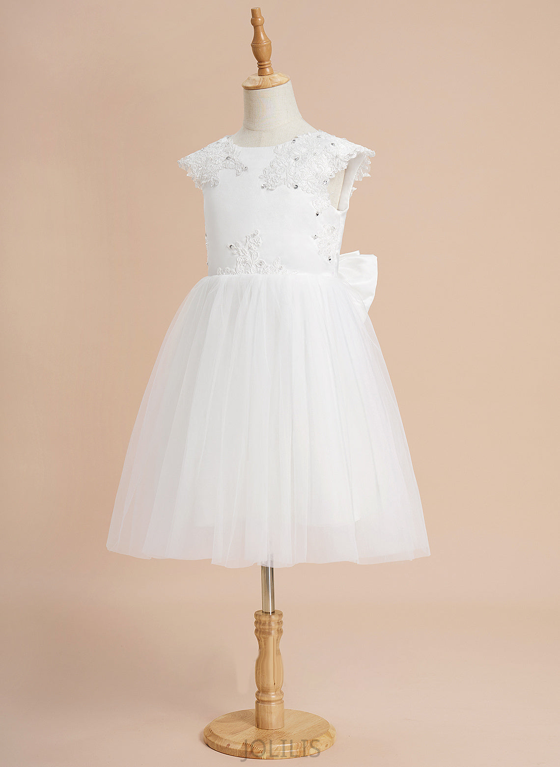 Sleeveless A-Line Beading/Sequins/Bow(s) Neck Girl With Tulle - Flower Girl Dresses Scoop Flower Knee-length Viv Dress