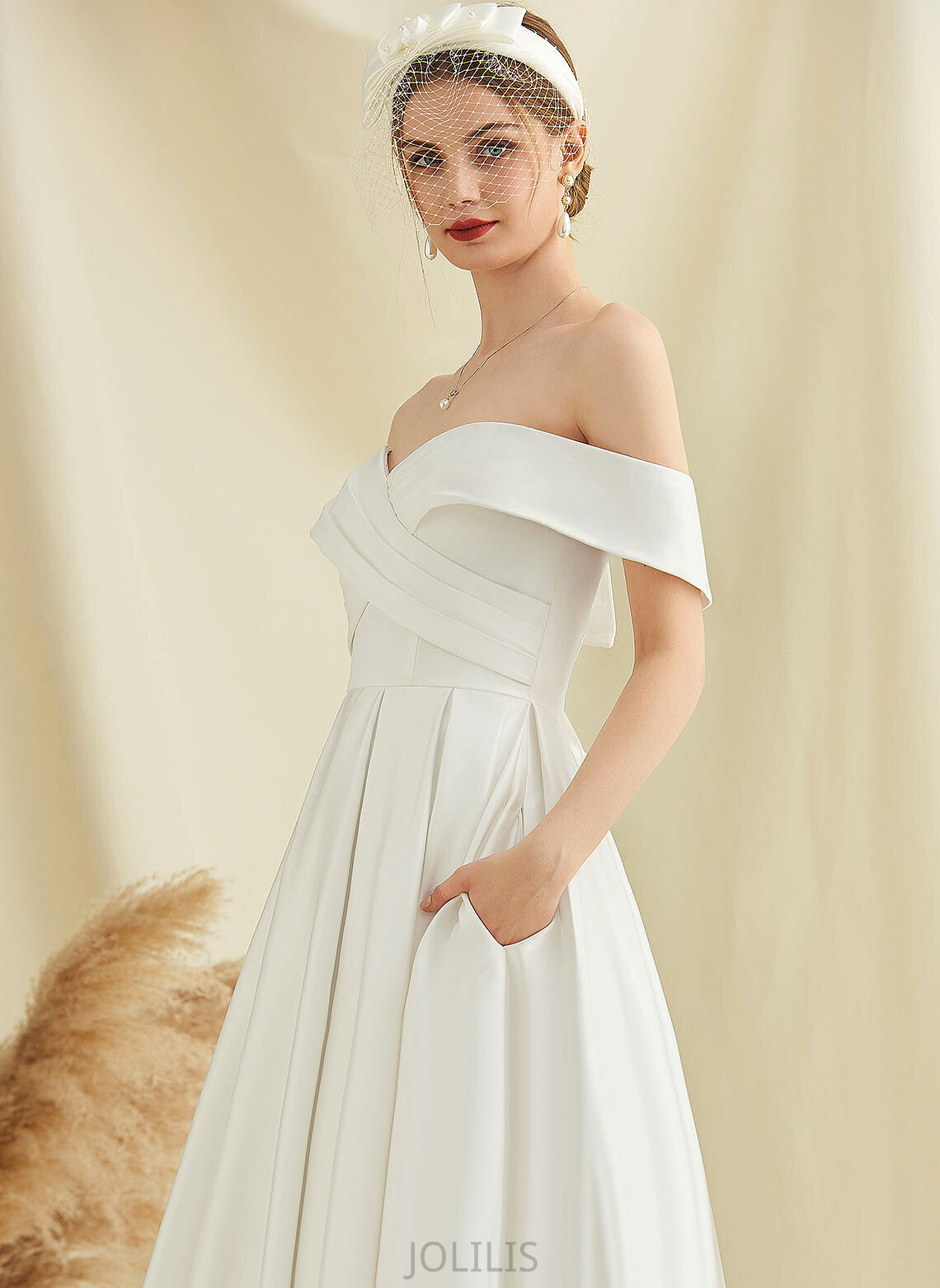 Renata Dress Satin Tea-Length A-Line Wedding Wedding Dresses