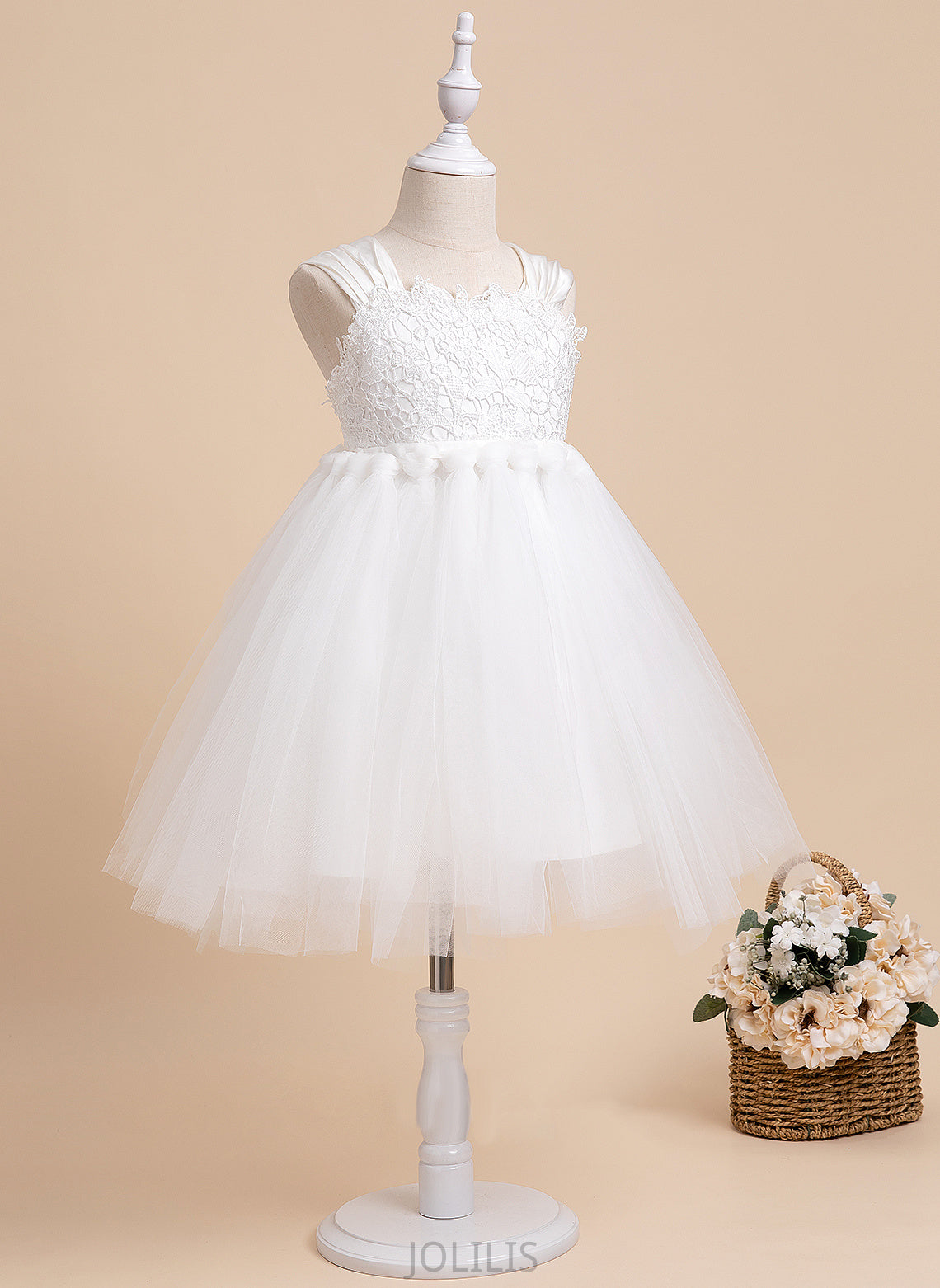 Bow(s) Knee-length Flower Girl Dresses Girl Dress Square Tulle - Flower With Neckline Uerica Sleeveless Ball-Gown/Princess