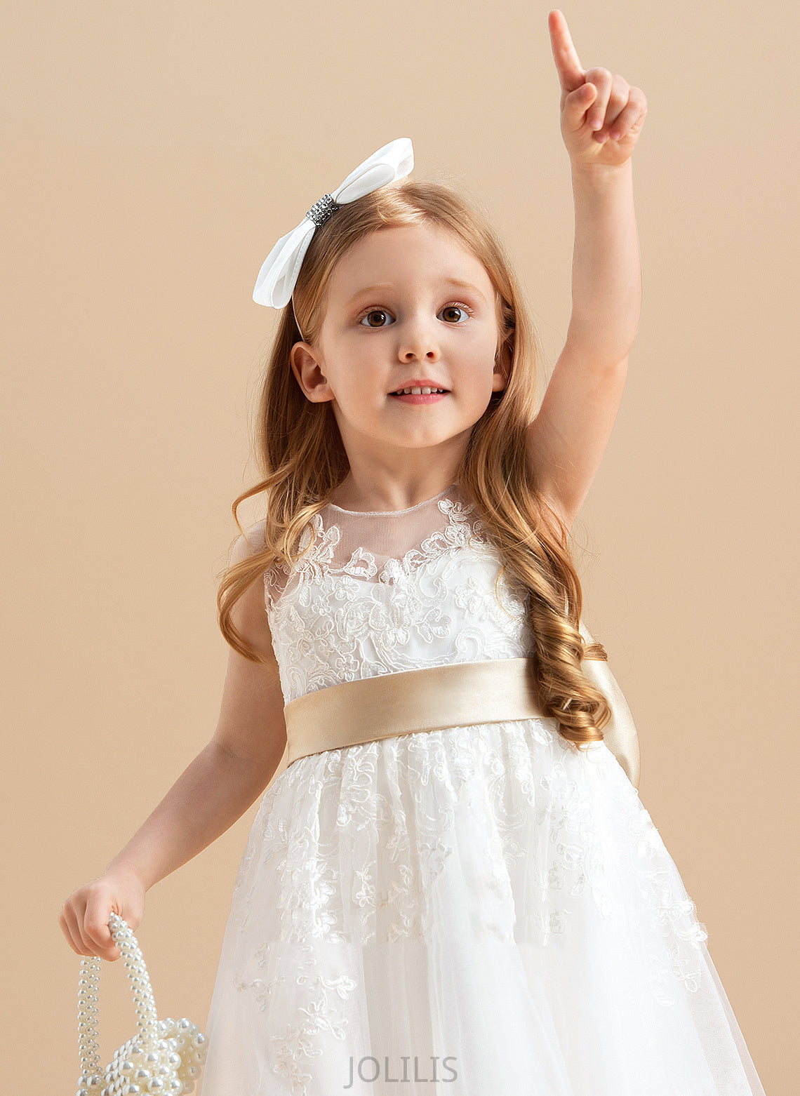 Dress - Scoop With Flower Girl Dresses Flower Girl Ankle-length Nevaeh A-Line/Princess Sleeveless Sash/Bow(s) Satin/Tulle/Lace Neck