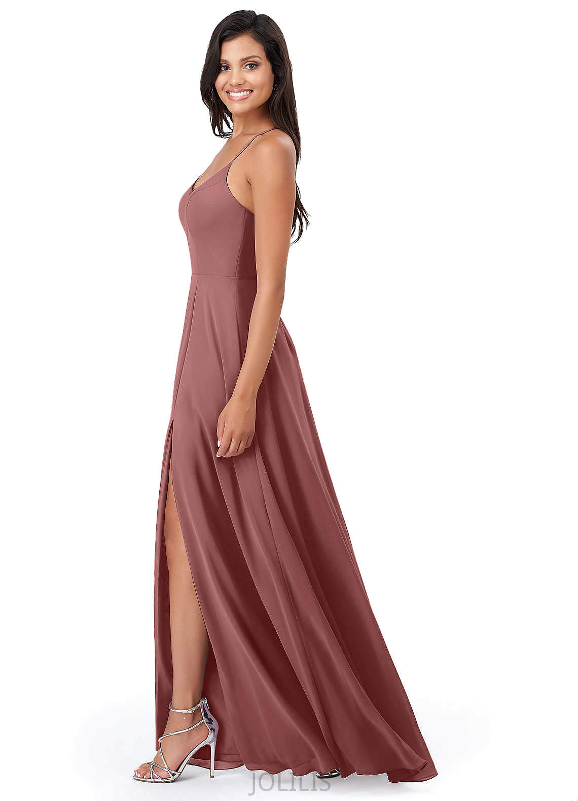 Roselyn V-Neck A-Line/Princess Sleeveless Floor Length Natural Waist Bridesmaid Dresses