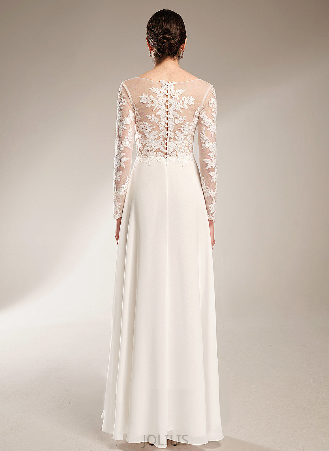 Dahlia Dress Floor-Length Chiffon A-Line Wedding Lace Wedding Dresses V-neck