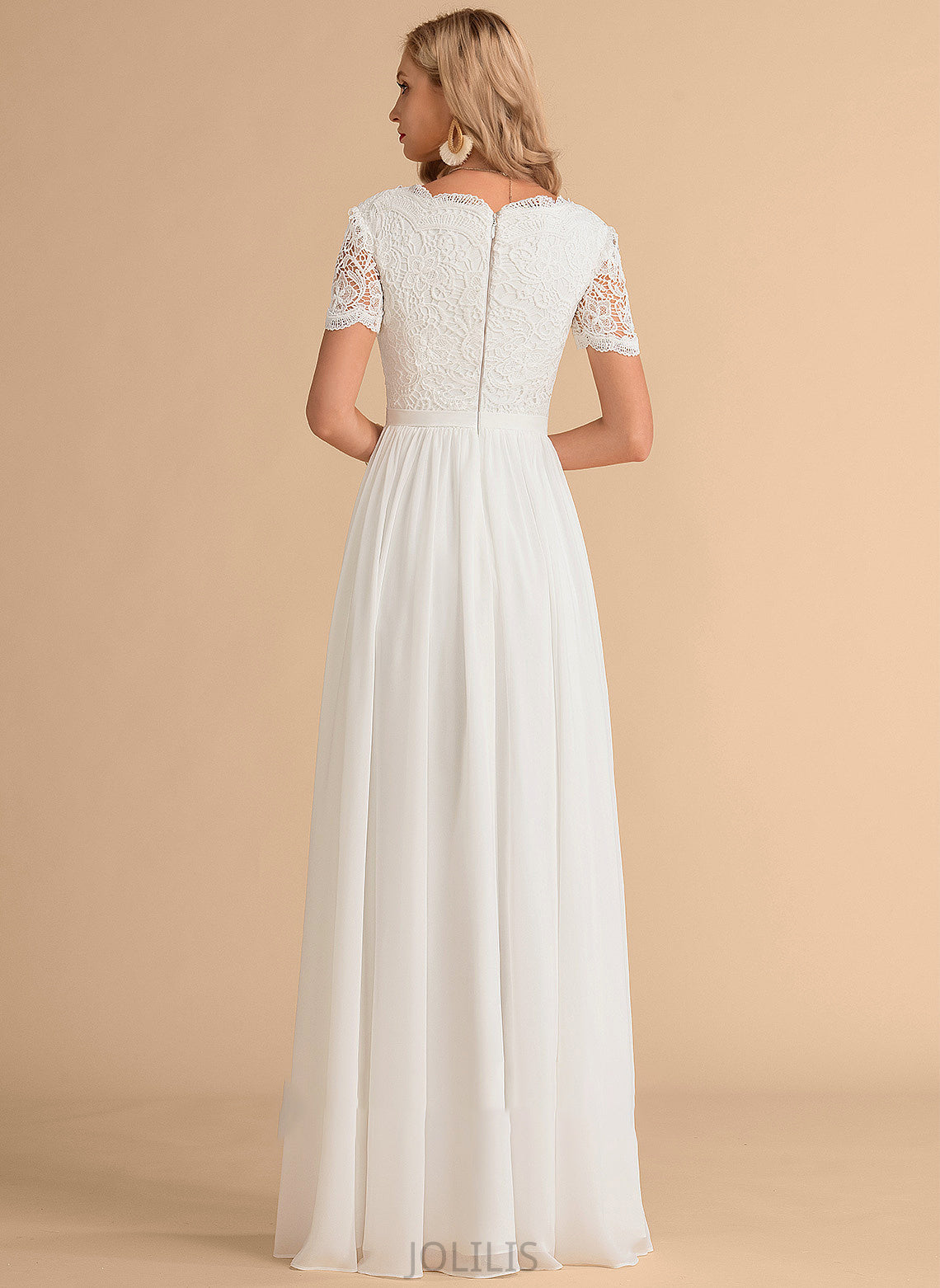 Lace Wedding Dress Saige A-Line V-neck Chiffon Floor-Length Wedding Dresses