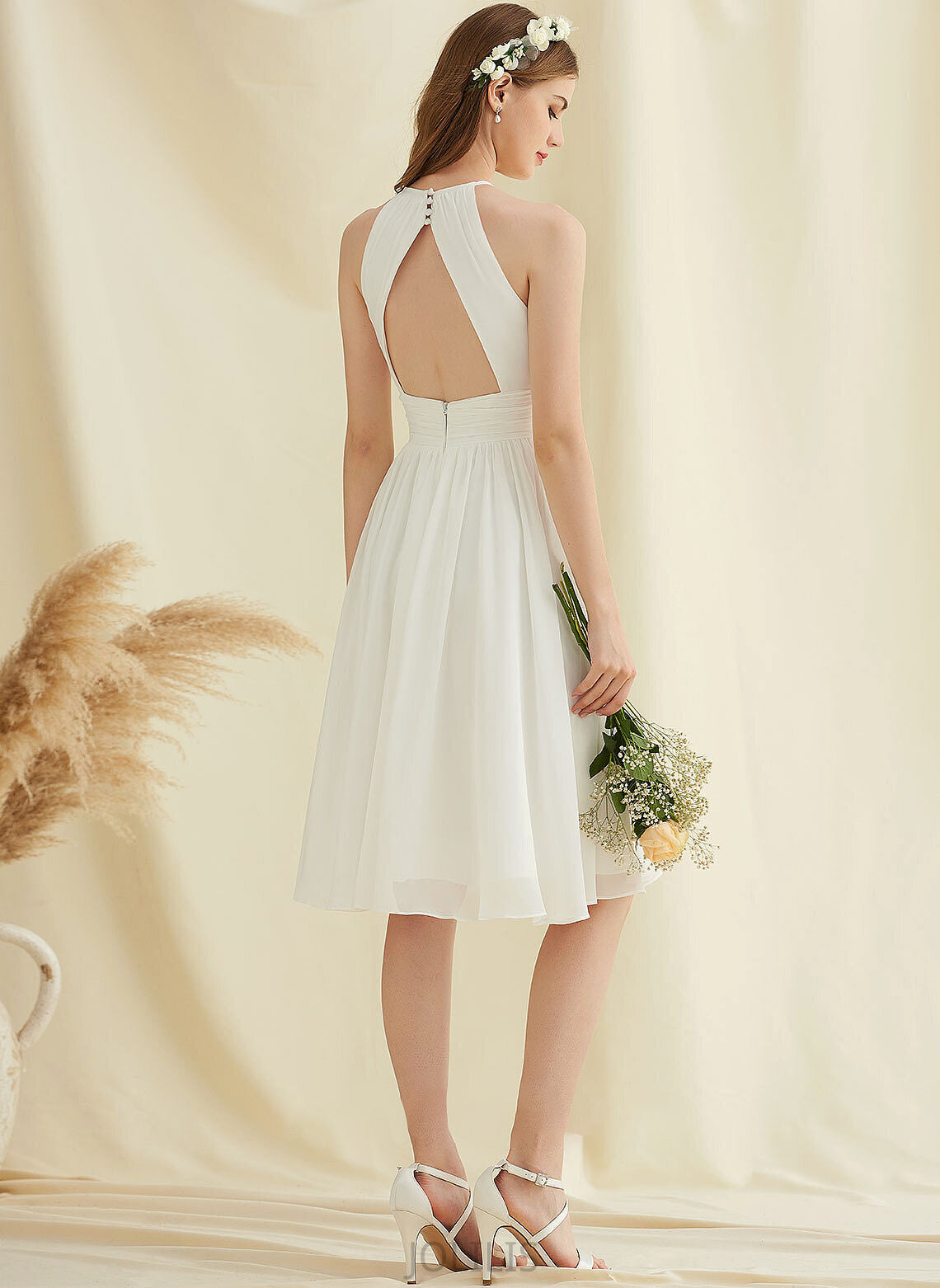 Knee-Length Dress Chiffon Wedding Norah Wedding Dresses A-Line