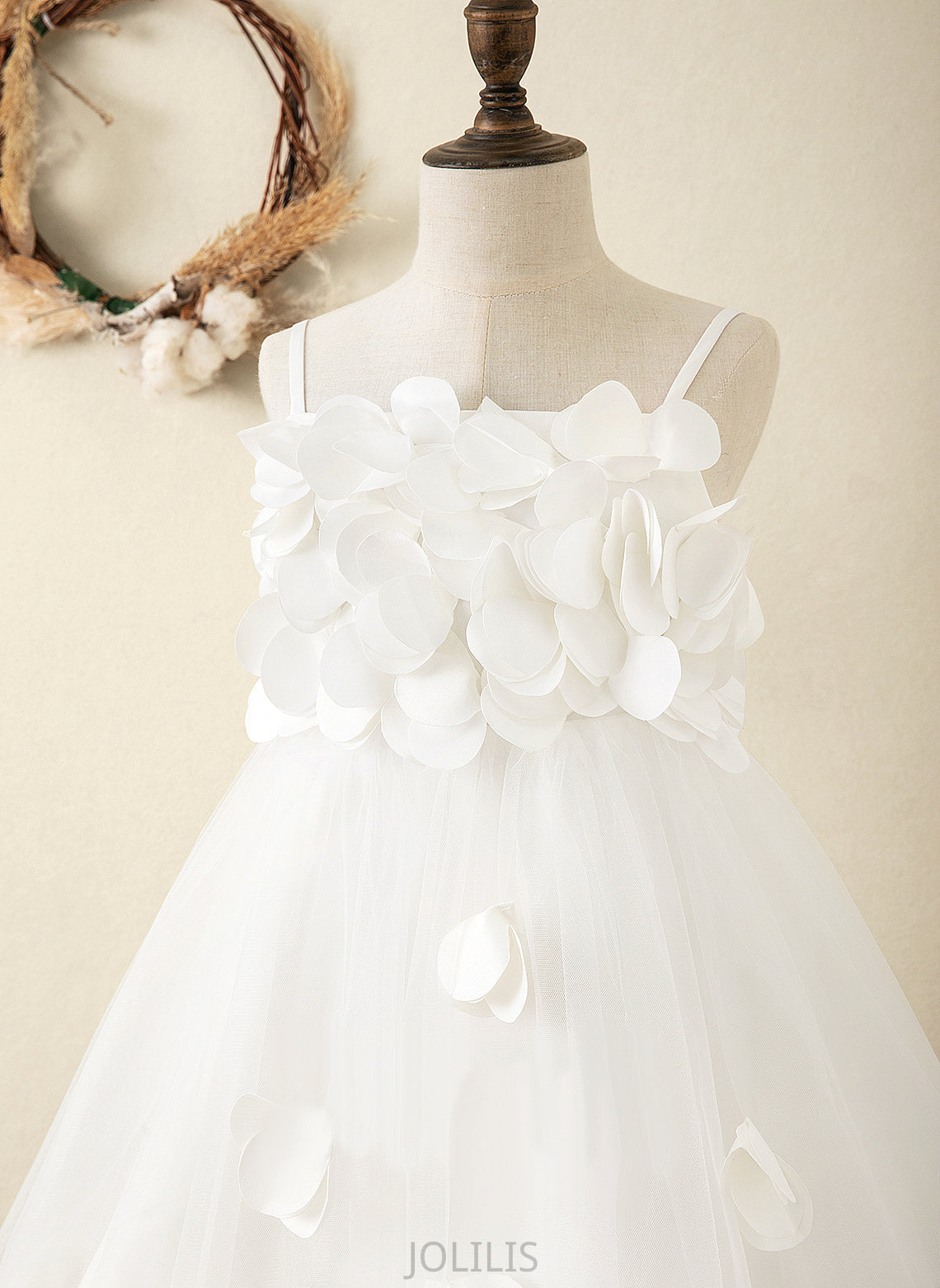 Flower Girl Dresses Knee-length Straps Flower Melina Sleeveless A-Line Dress Girl Satin -