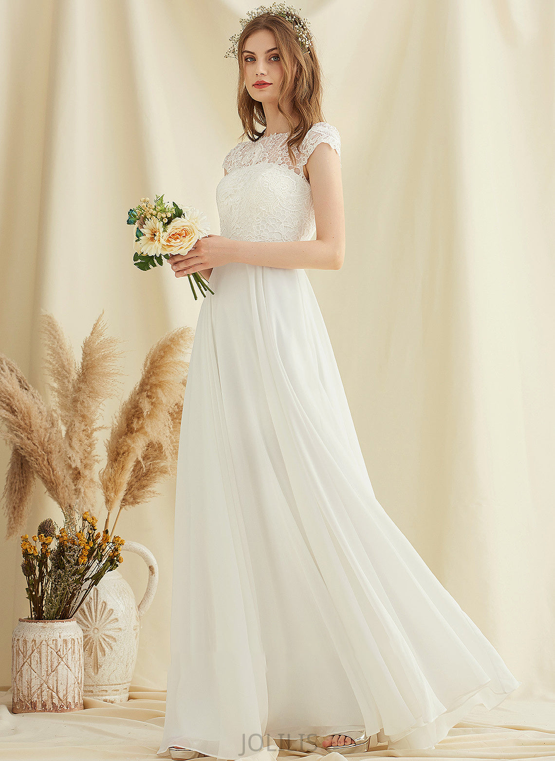 Chiffon Wedding Wedding Dresses A-Line Shyanne Dress Floor-Length Lace