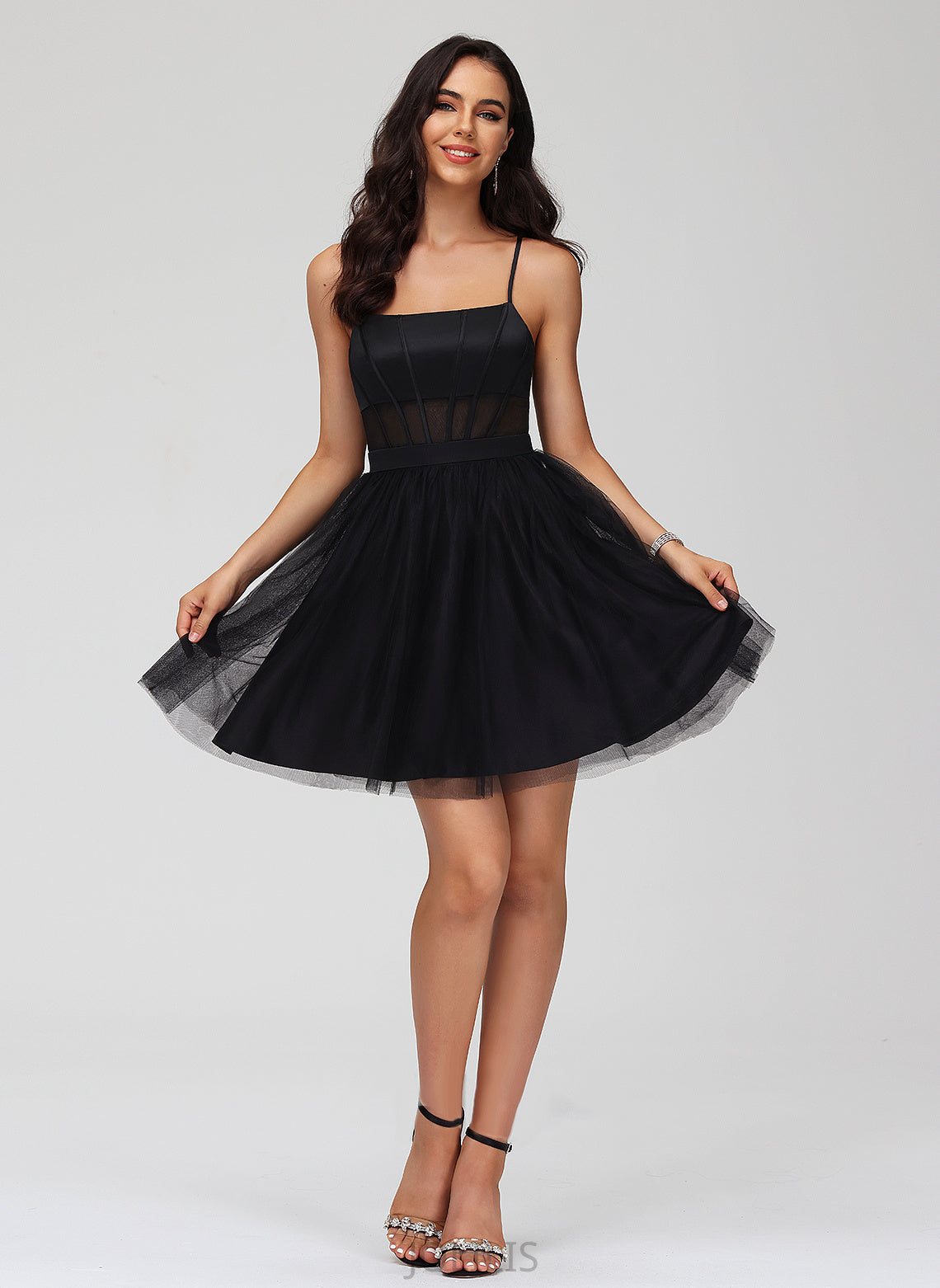 Homecoming Dresses Sarai A-Line Tulle Dress Square Short/Mini Neckline Homecoming