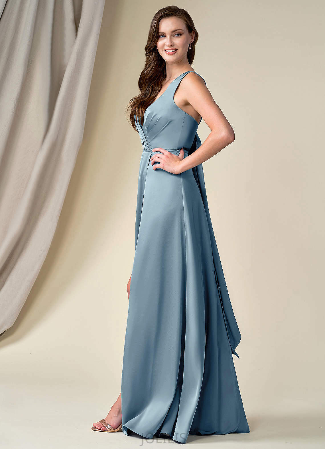 Lillie Floor Length Straps Sleeveless Natural Waist A-Line/Princess Bridesmaid Dresses