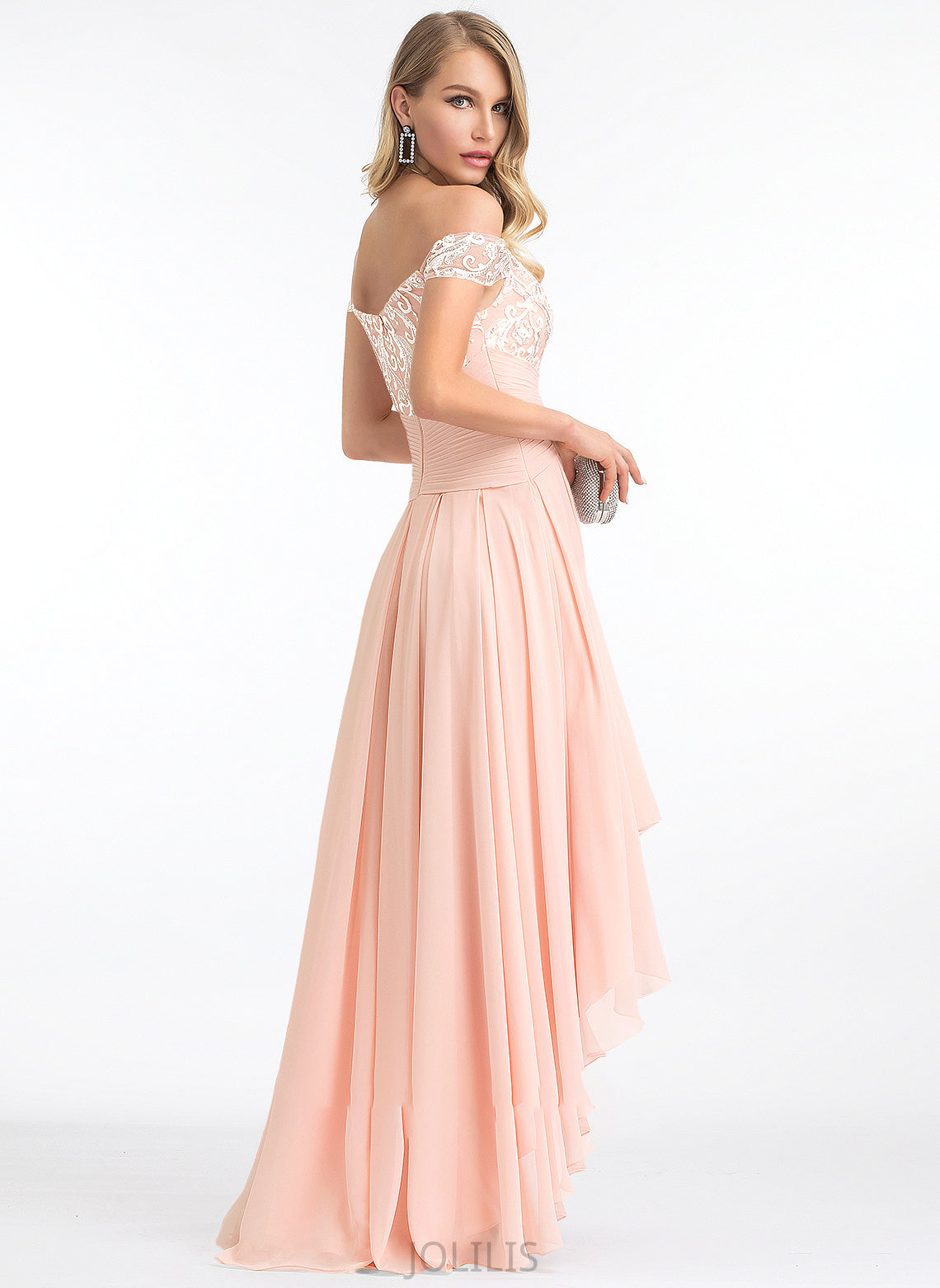 Chiffon A-Line With Wedding Dresses Dress Asymmetrical Addisyn Sequins Off-the-Shoulder Wedding